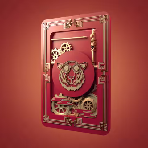 Steampunk tiger Card" lunar new year