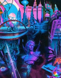 Michelangelo's David, in a Cyberpunk city - #theonetezoscollection