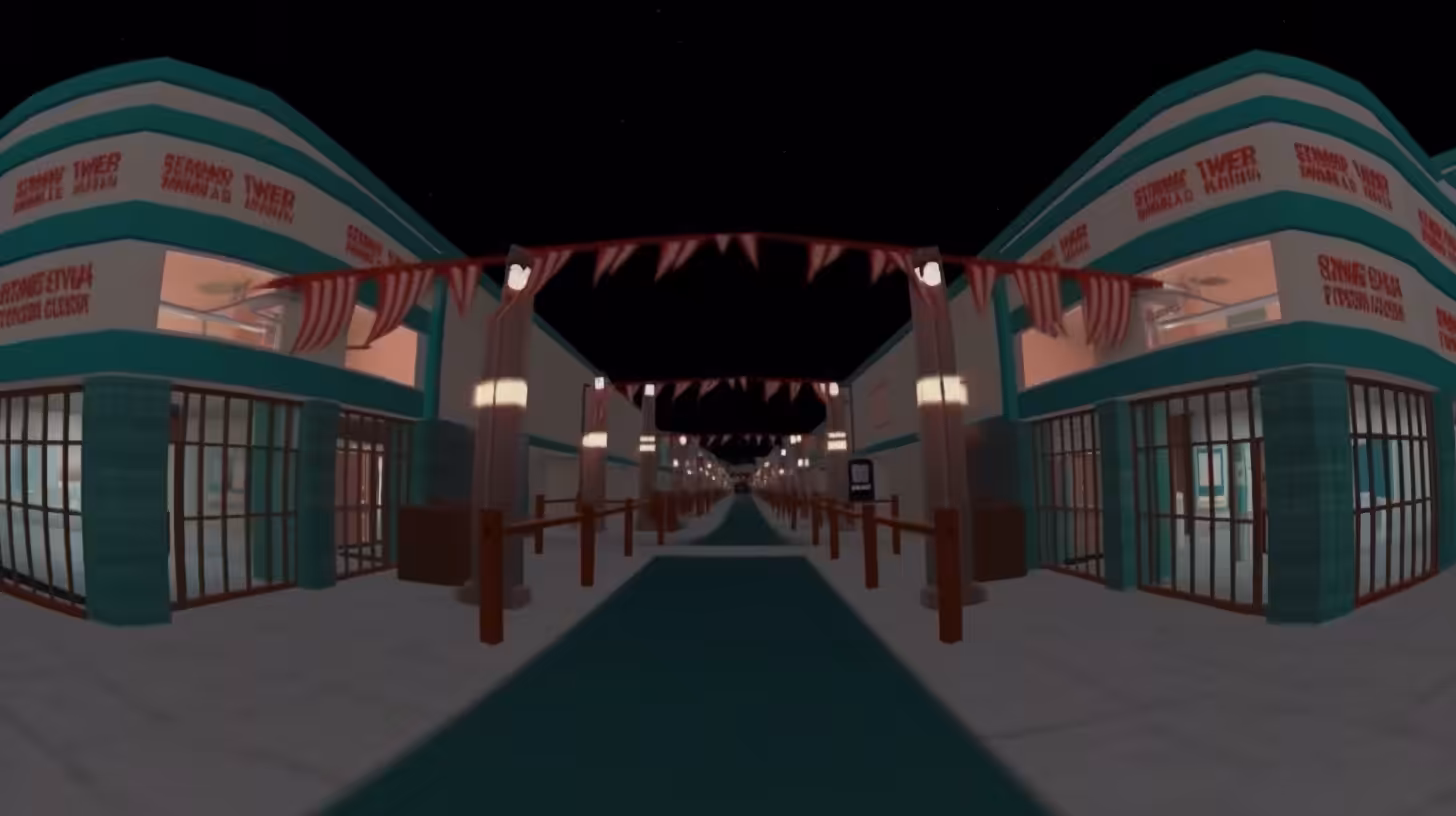 Entering the fair at night