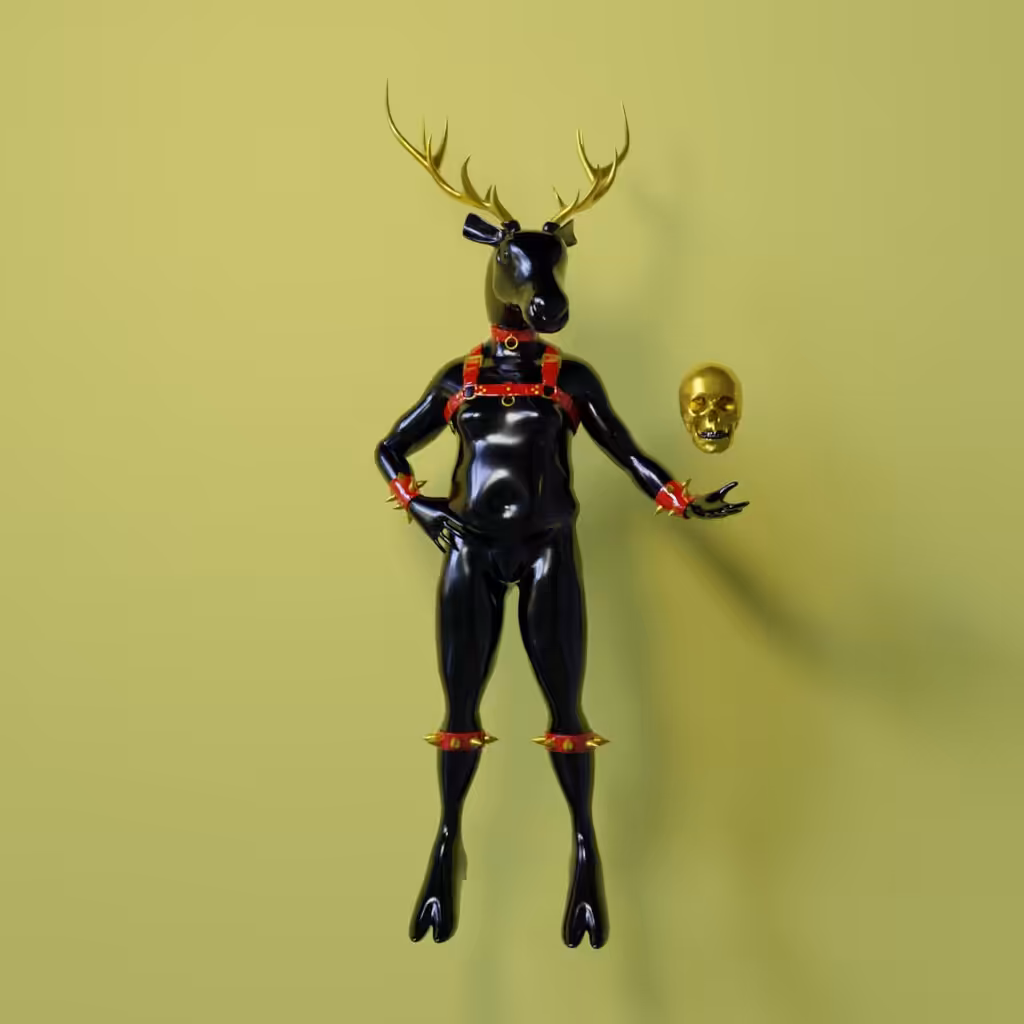Domdeer in Black Latex suit