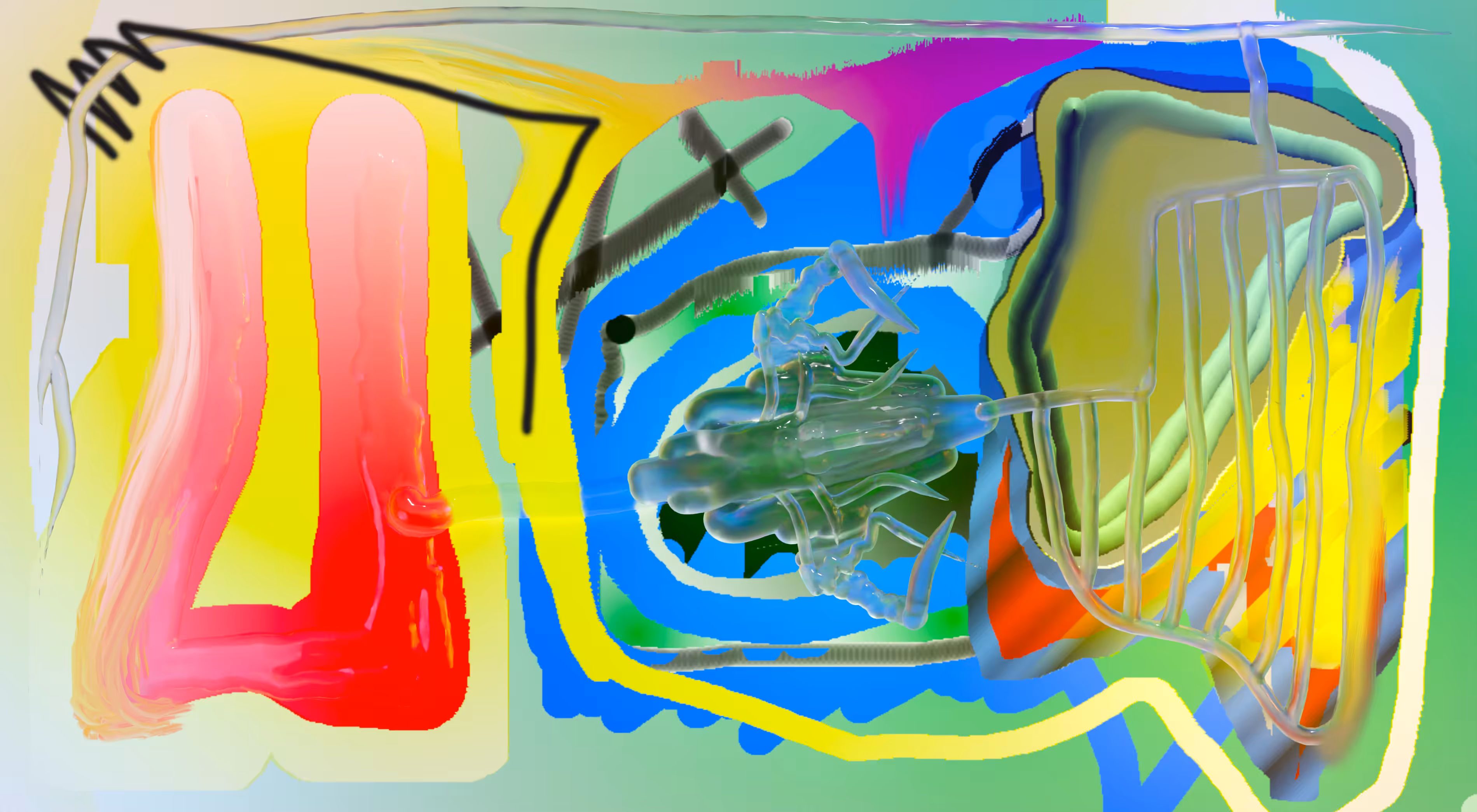 Drowned insect, red magnet and antenna