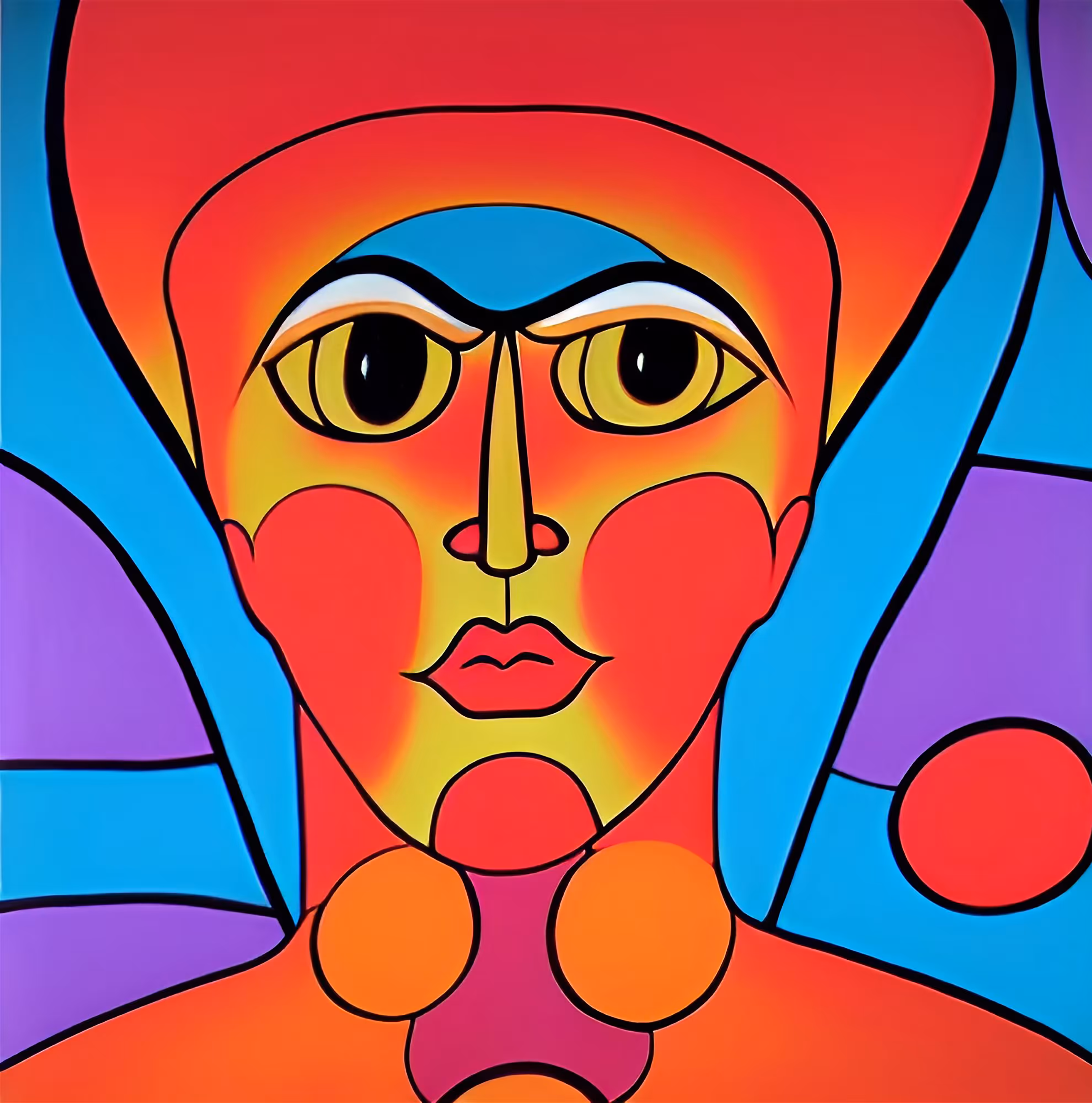 Youthful Beauty in Red & Orange with a Tint of Blue
