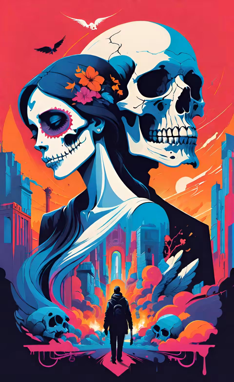 Girl and skull