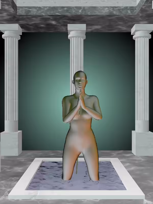 HeavenComputer: The Praying Olive Sunset Woman #2511