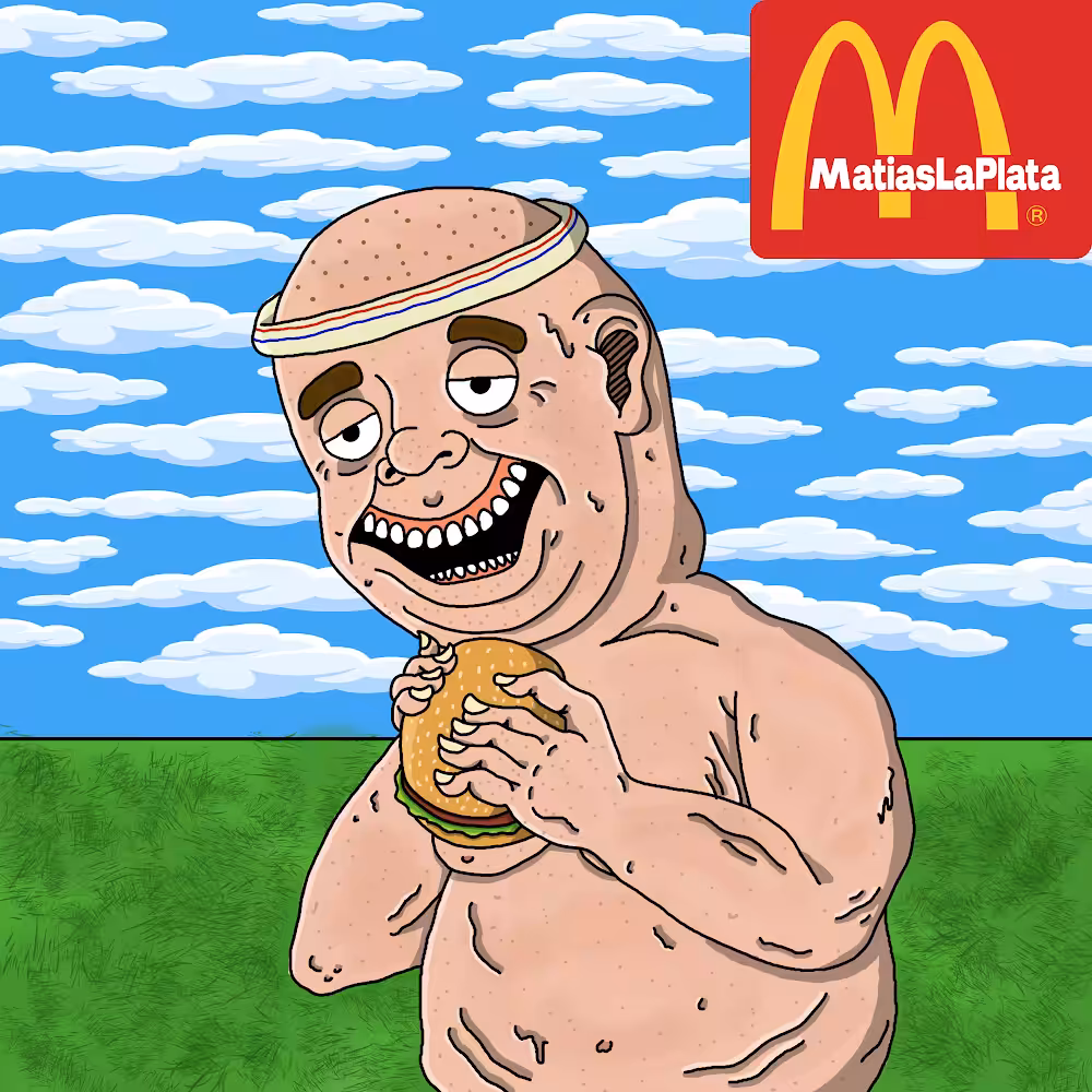 fat man eating hamburgers