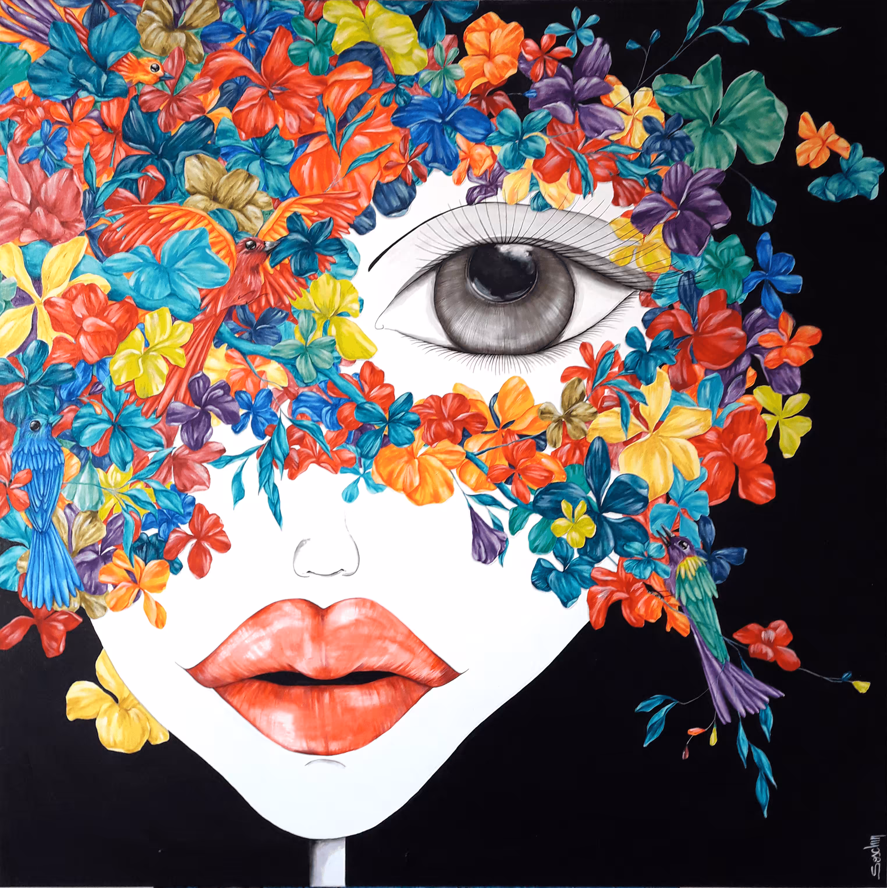 Flowered mask