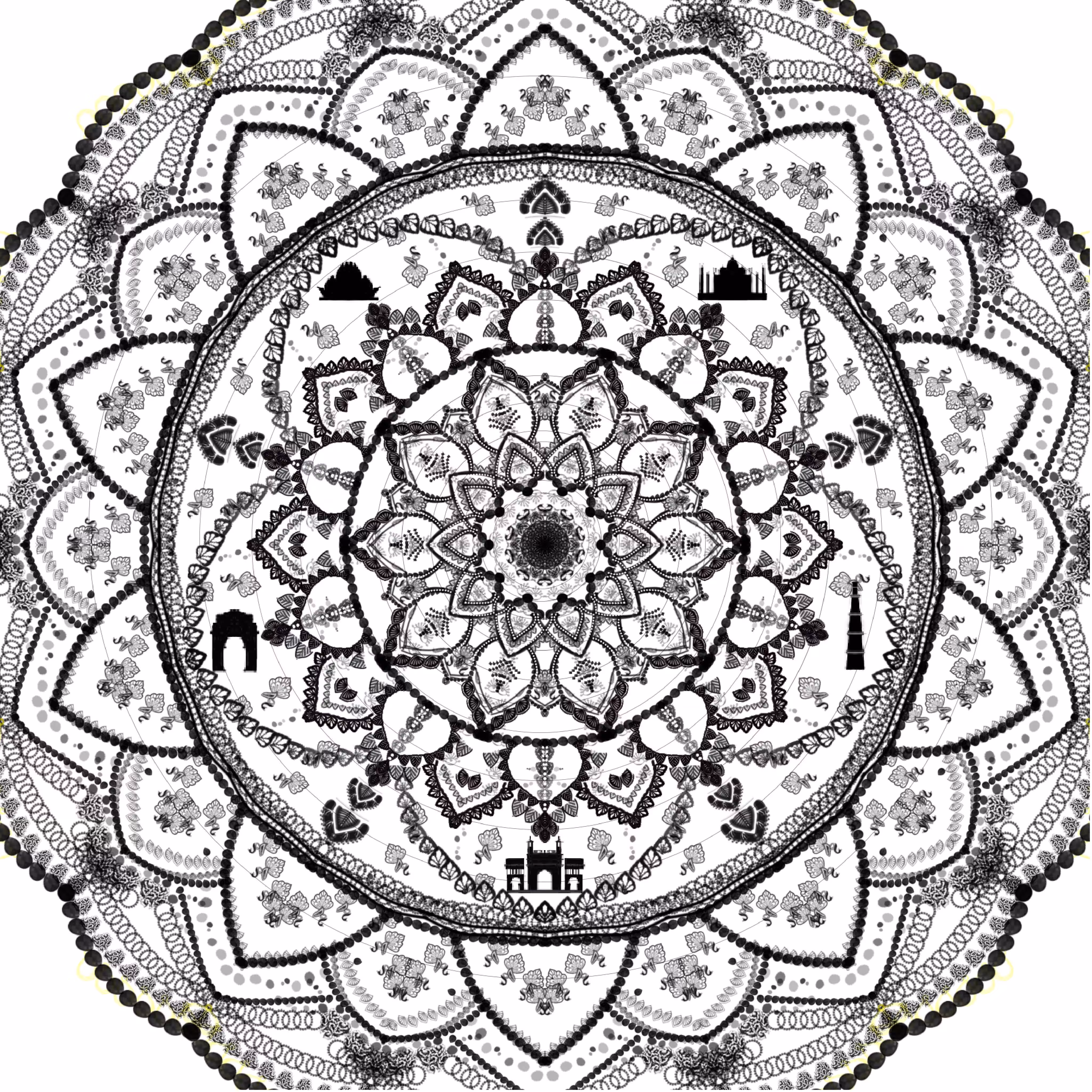 "Heritage Harmony: Monochrome Mandala"🕊️