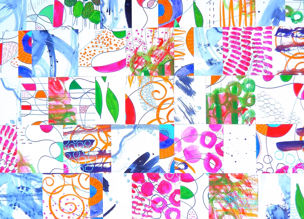 Hand Painted Paper Collage - Limited Edition Digital Artwork