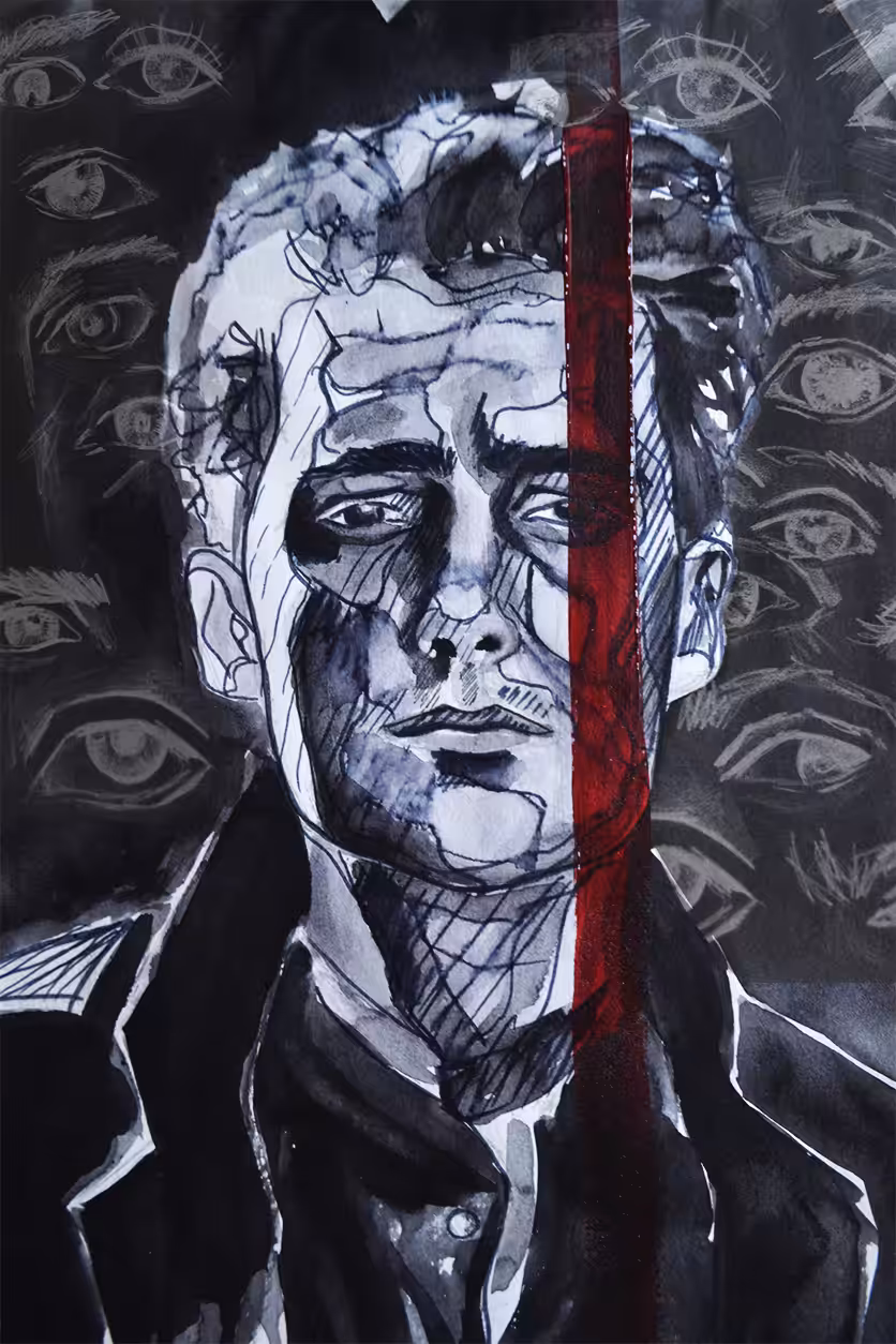 Paranoia 30*40 watercolor, paper, liner