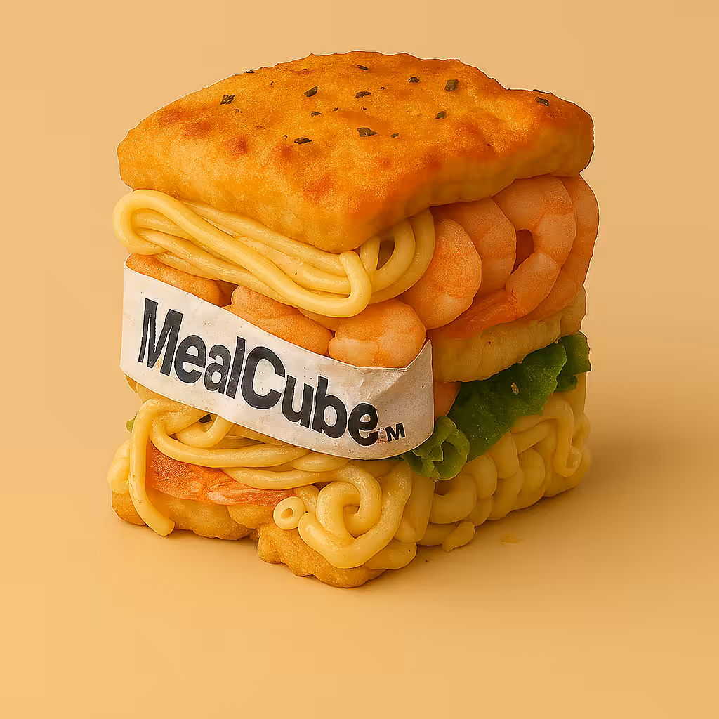 Anonymous Nobody’s Not-So-Supermarket Sale Rack: Shrimp & Pasta MealCube™️ (Damaged)