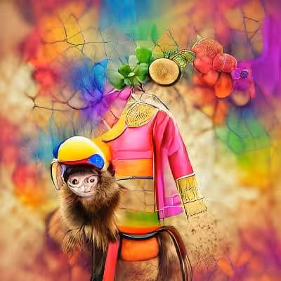 Monkey with colorful clothes