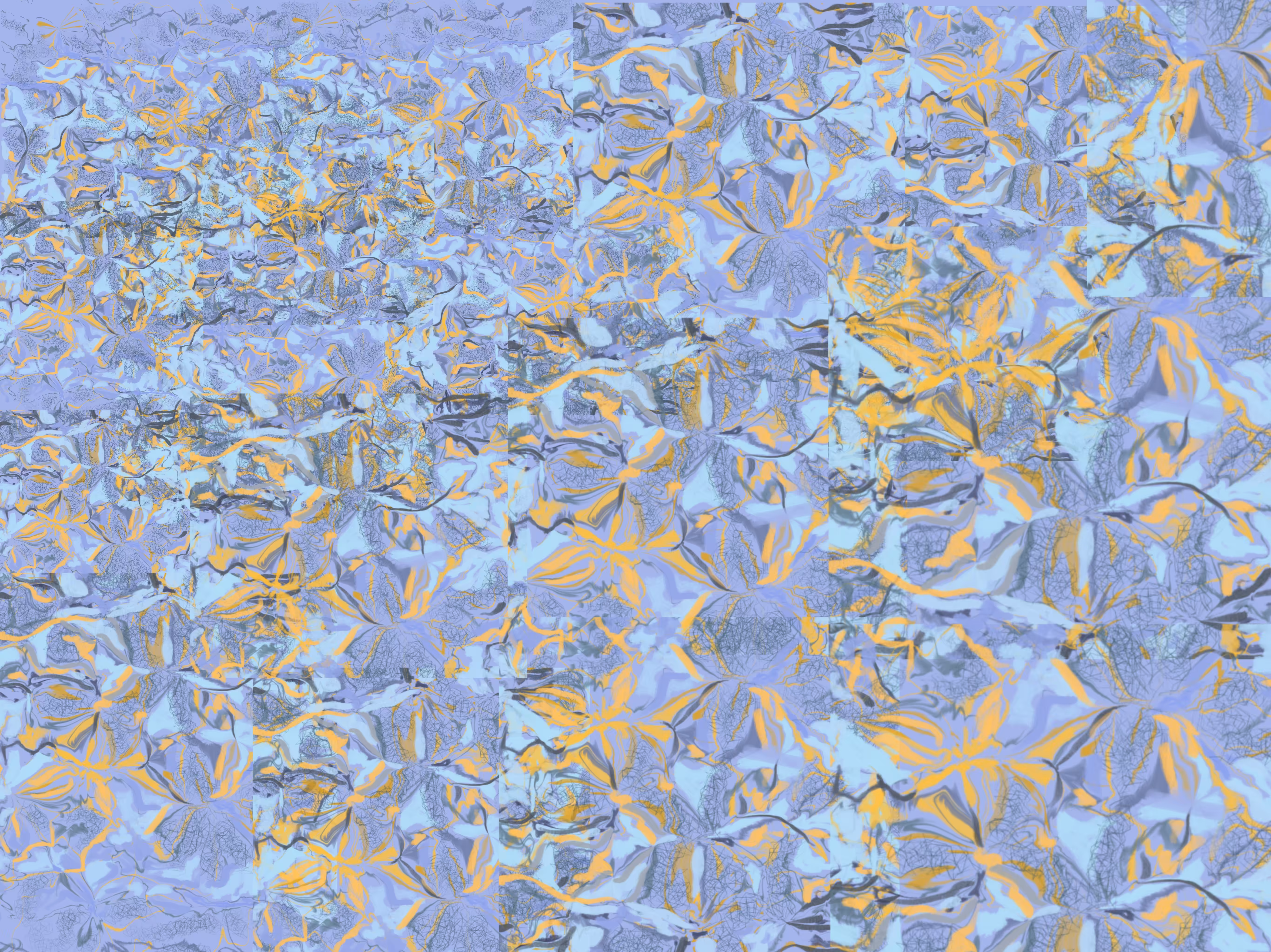 Komposition in blau und gelb