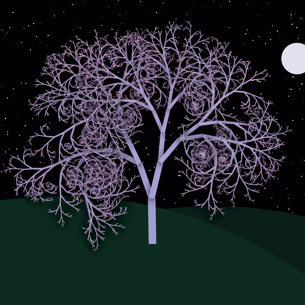 Moonlit Trees of Iterative Fractal Chaos #38
