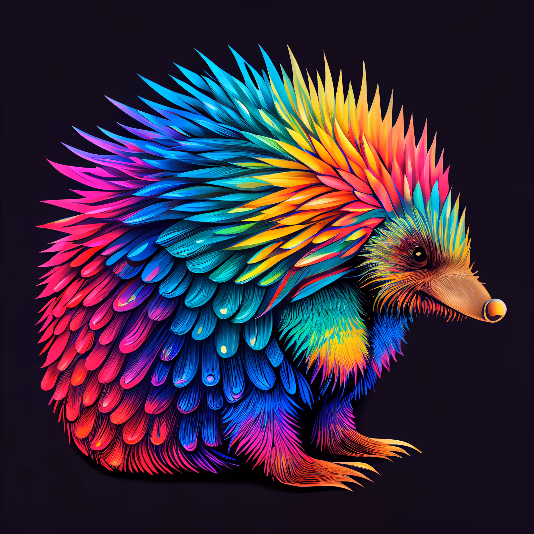 Psychedelic Art: Cute echidna