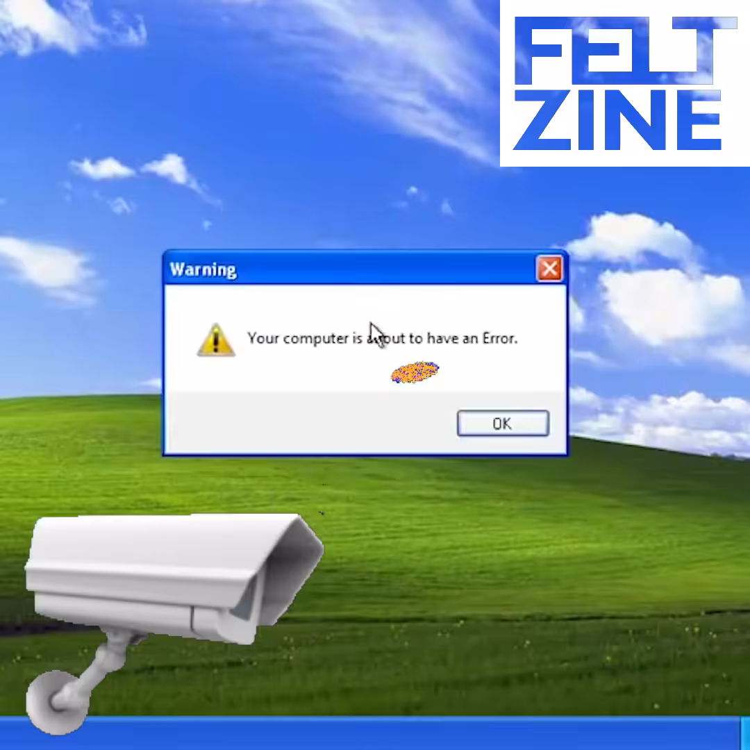 Canvas #250: desktop error. — watching. — flowers. — white box logo. — bleep