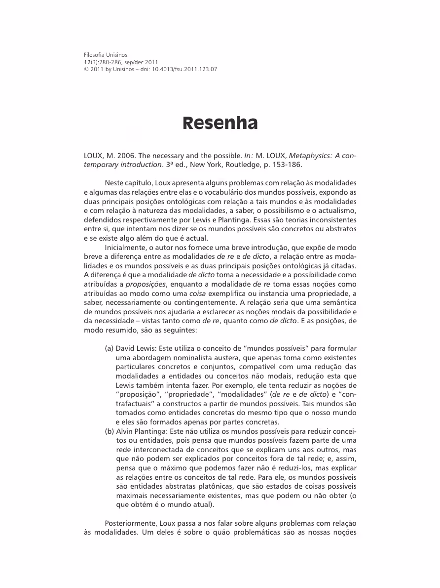 RODRIGOCID: Resenha - The necessary and the possible, de Michael Loux - Filosofia Unisinos
