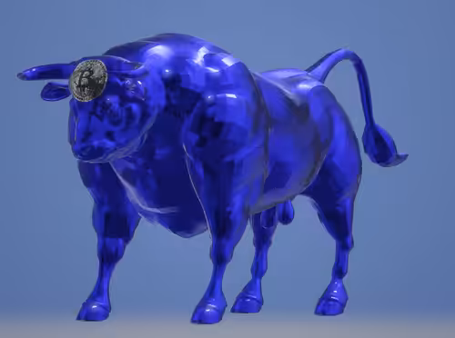 Blue Bitcoin Bull