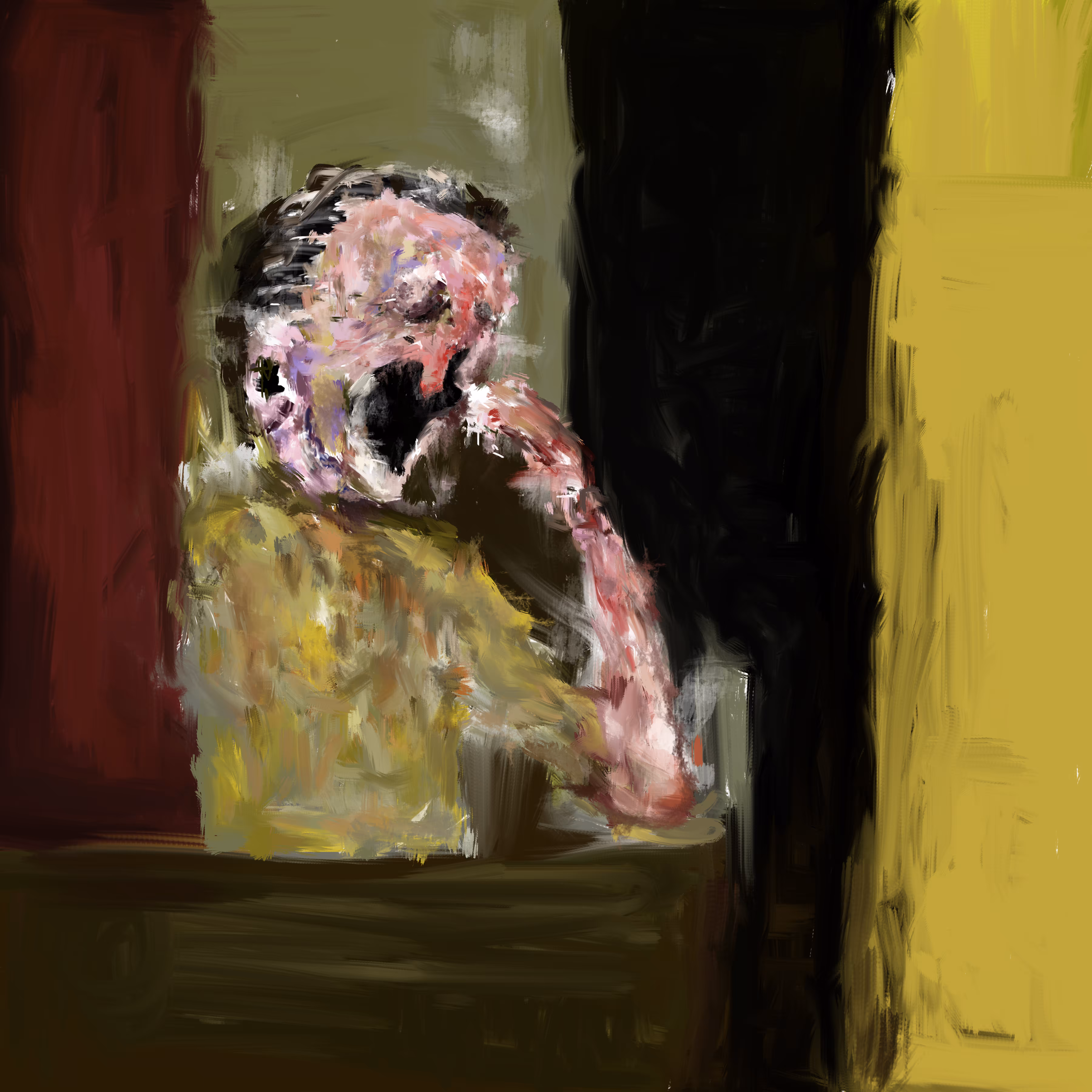 Man watching outside of the window 