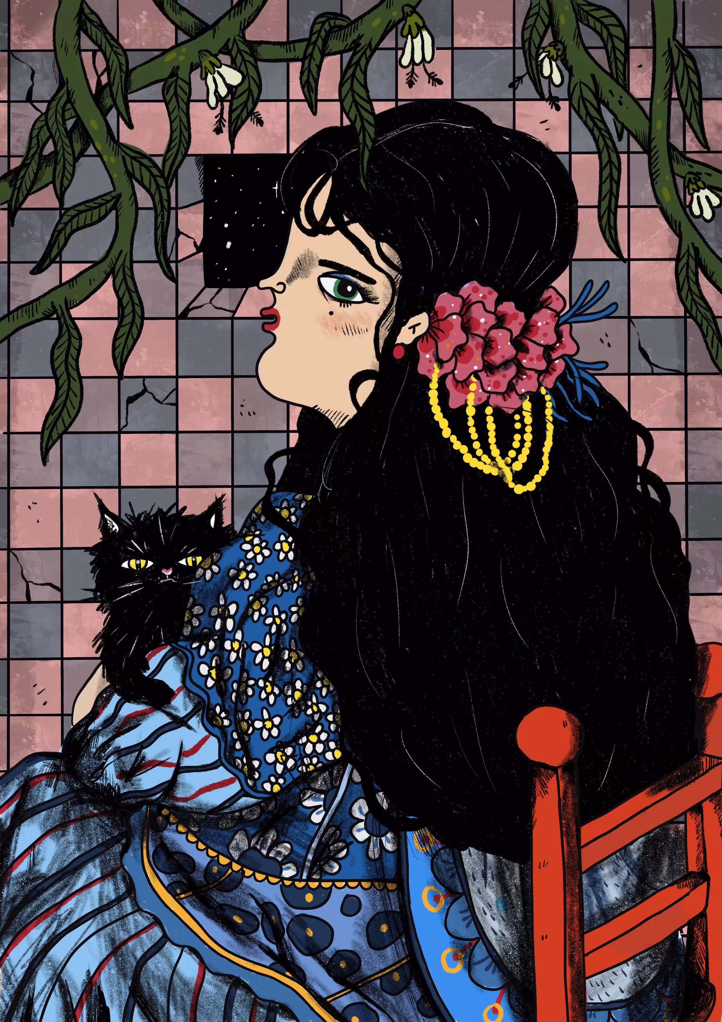 Roberta Beneplácito with cat