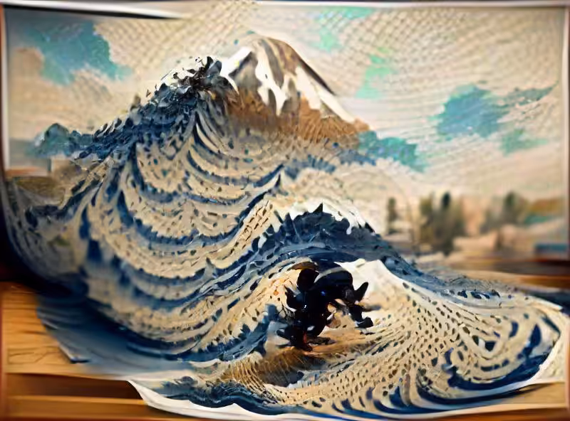 Abraham's First Works: Katsushika Hokusai paints a wave