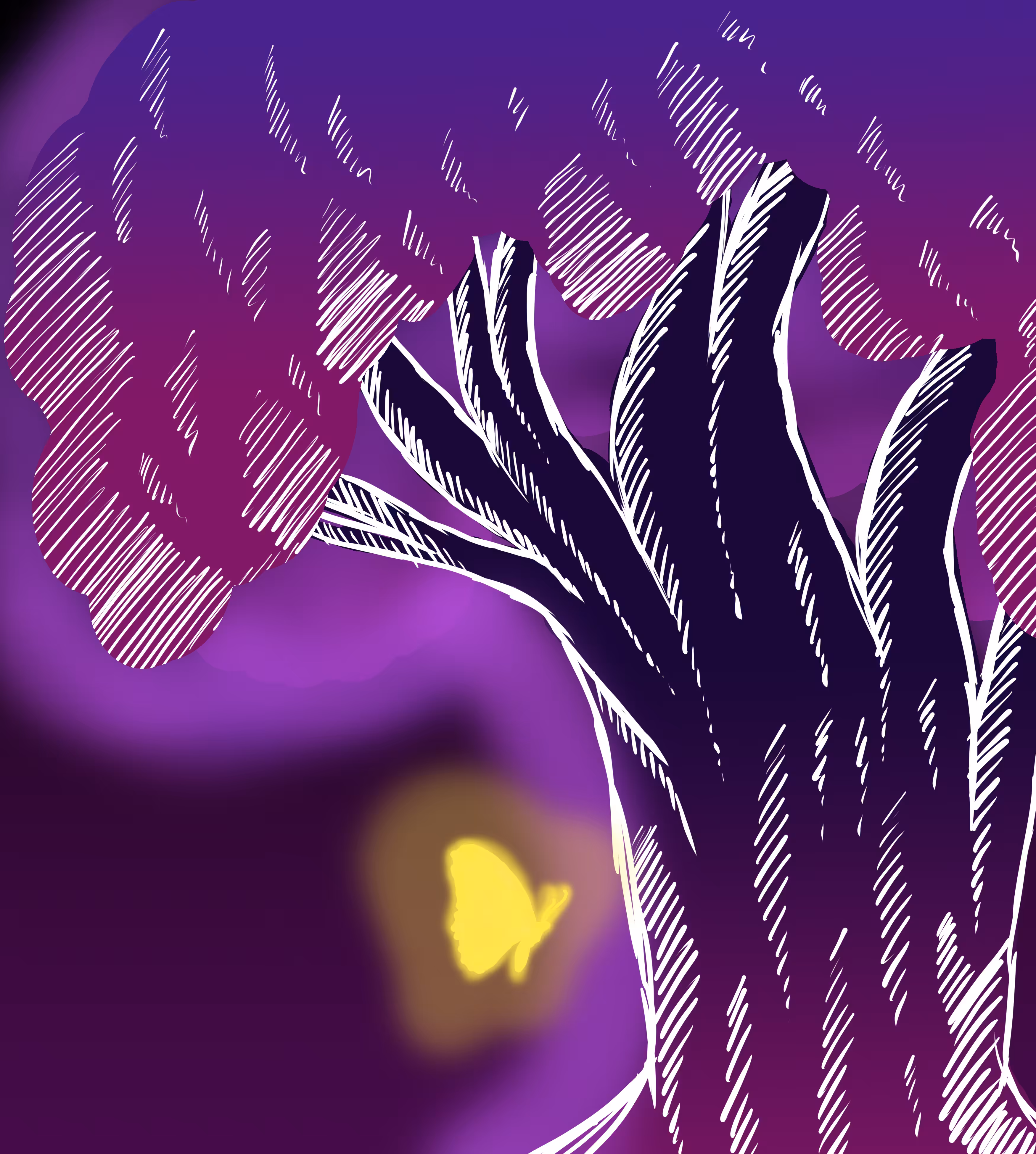 Colour of A Tree with light Butterfly