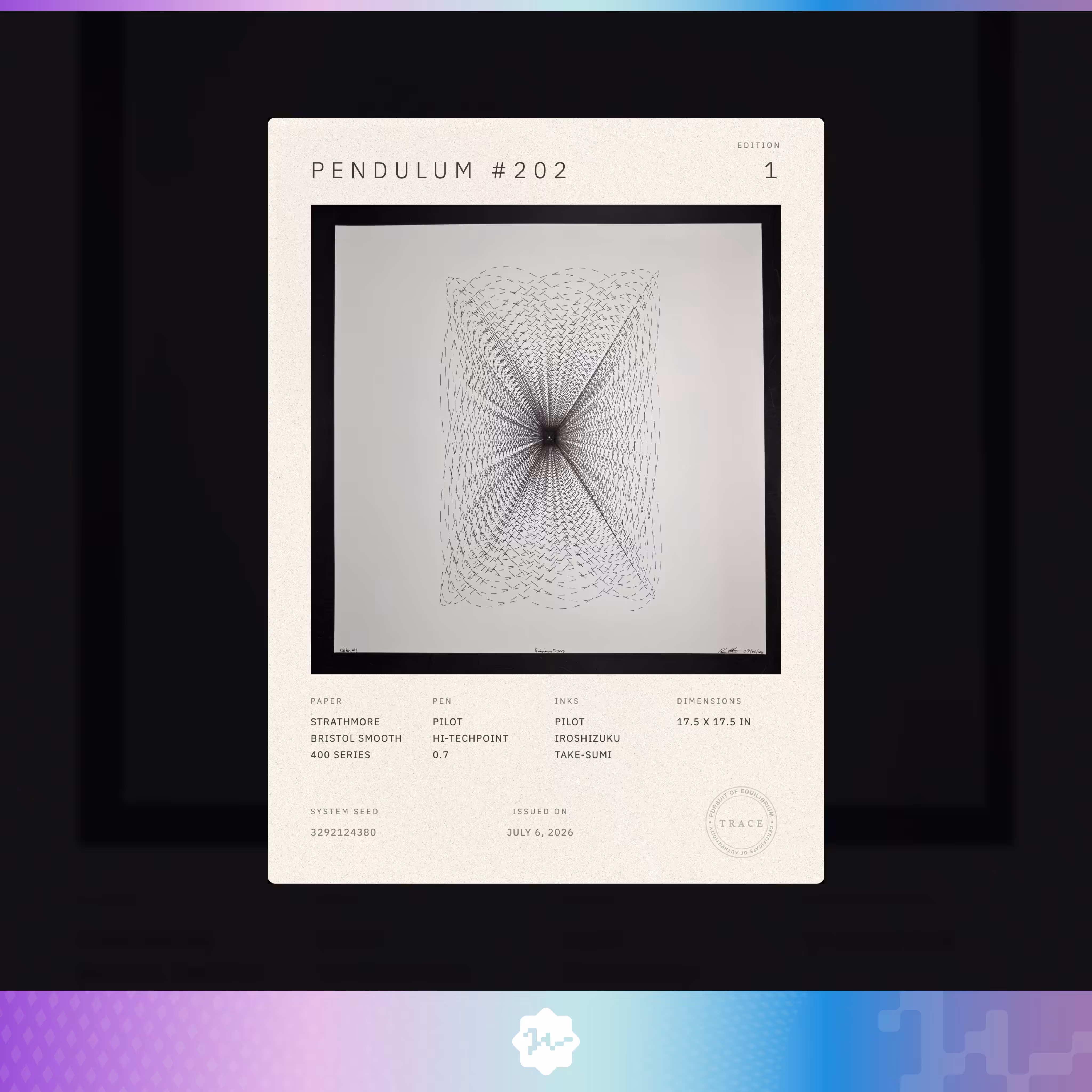 Certificate of Authenticity: Pendulum #202