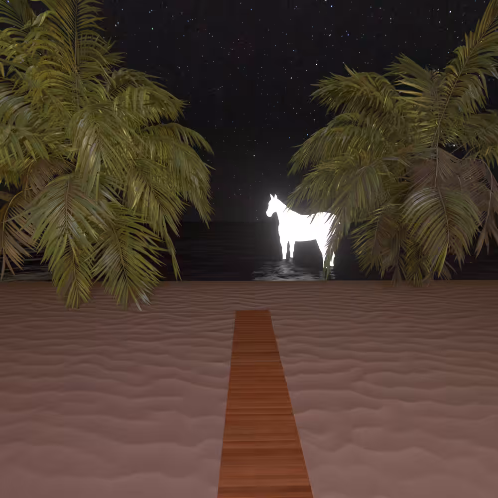 Horse on the Night Beach