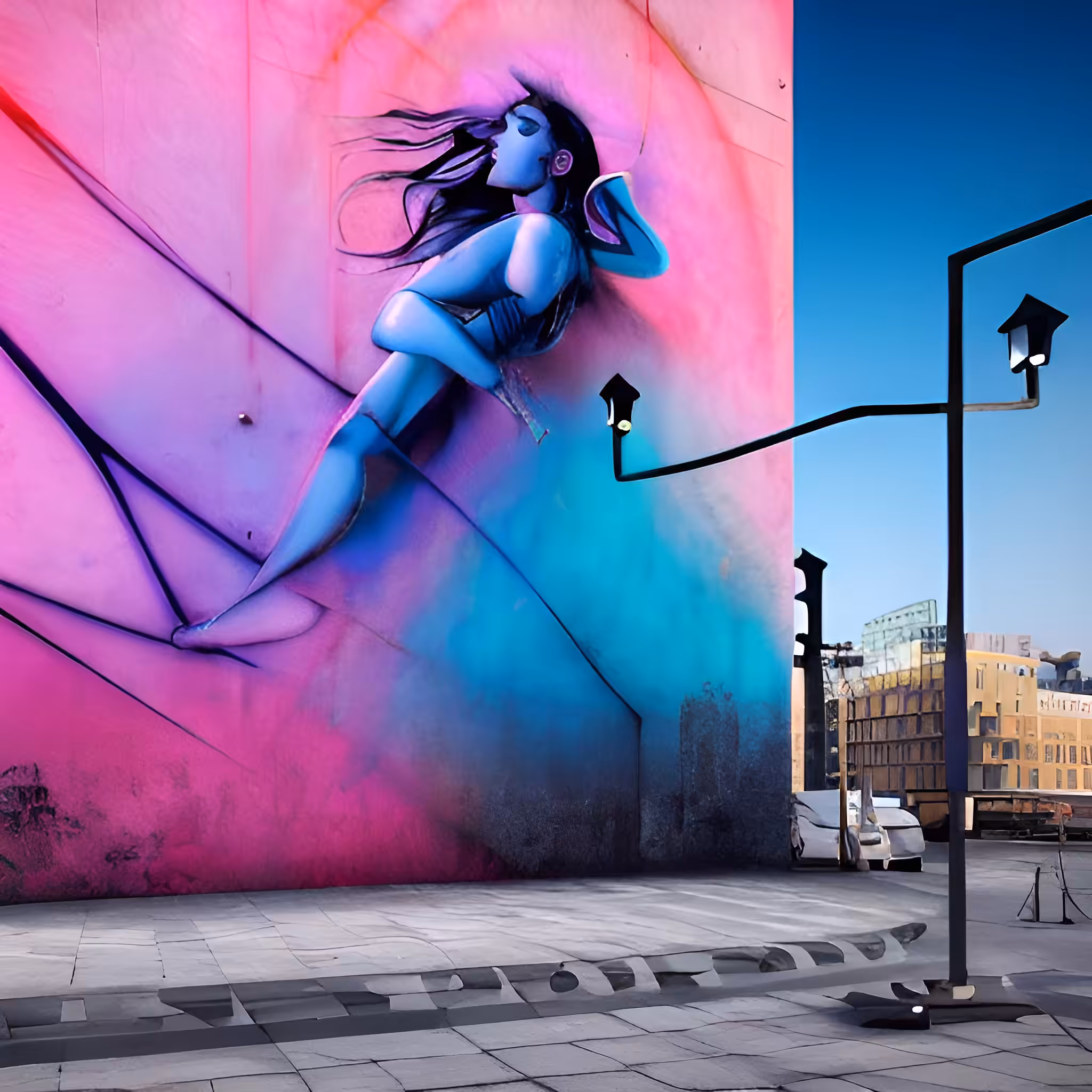 Neon Art: Drifting Woman Street Art
