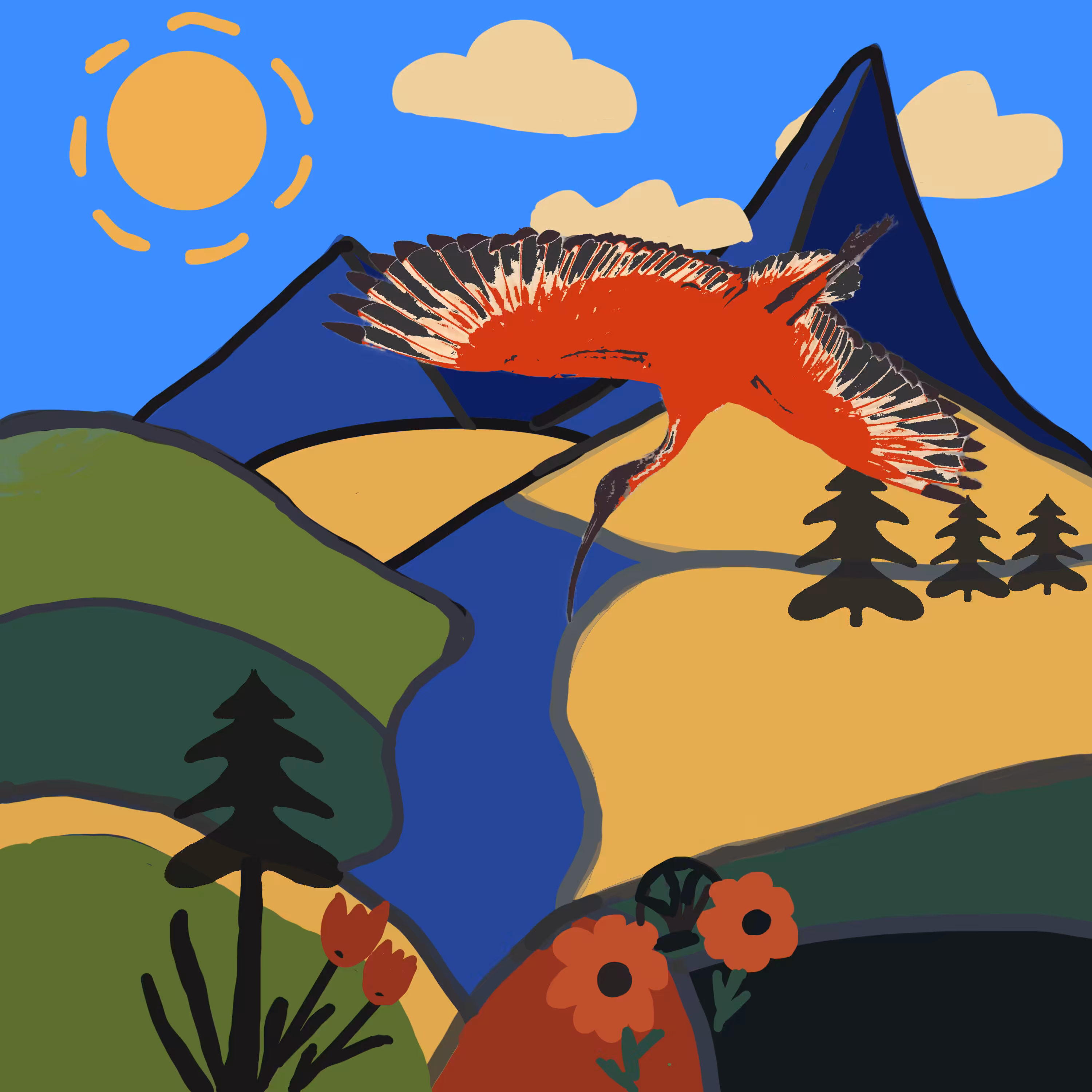 Hand-drawn illustrations: A River