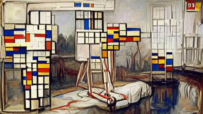 Mondrian's Journey into Realism (pixray_genesis)