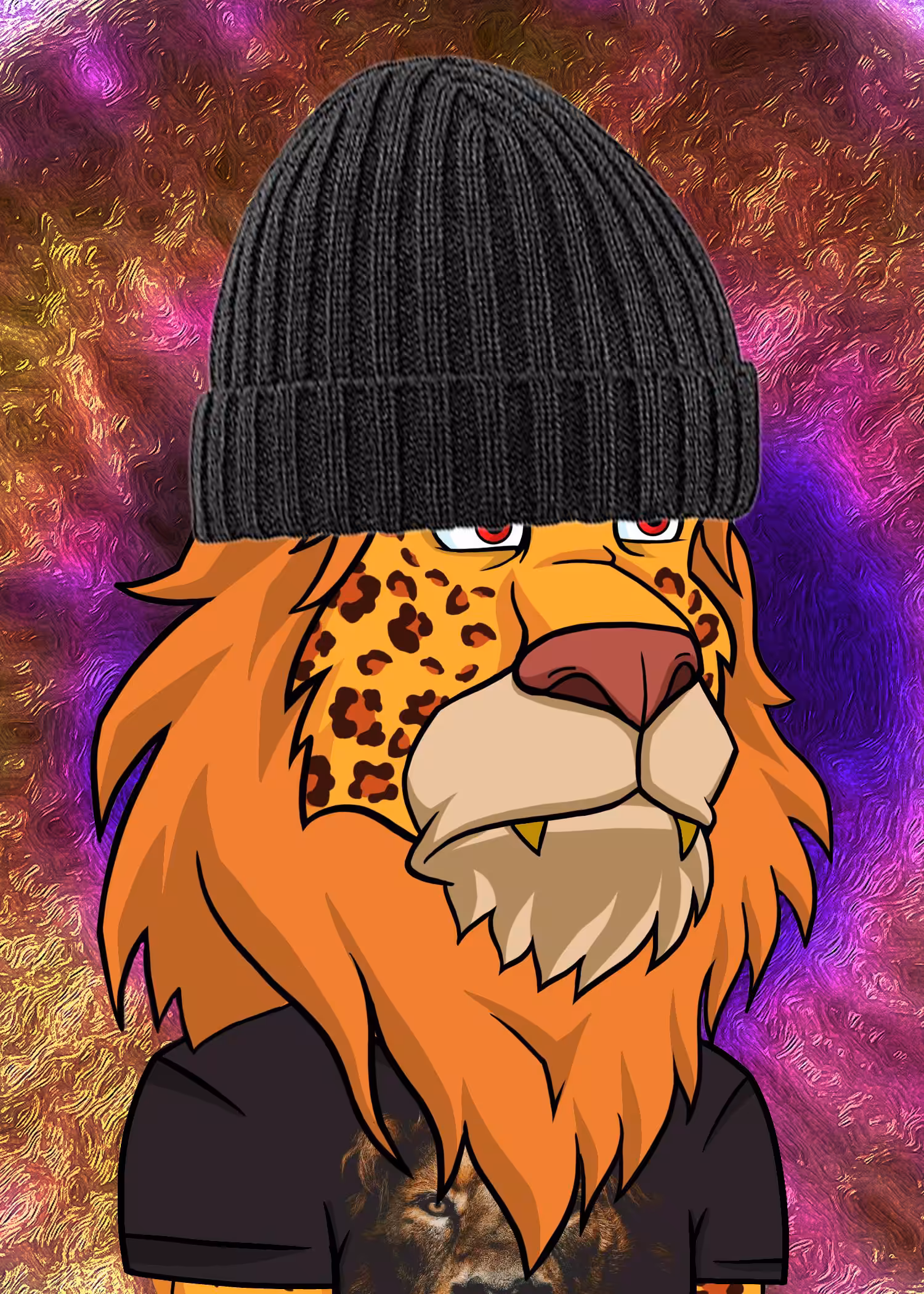 Lazy Lion rocking a beanie
