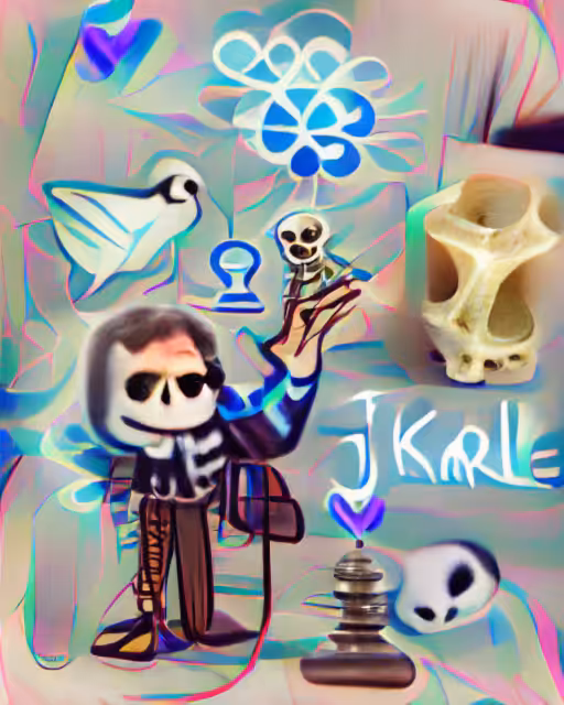 pixray_genesis: John Karel and his Randomly Common Skele 😐🟥💧🕊✌️⚡️🕯🌸 (pixray_genesis)