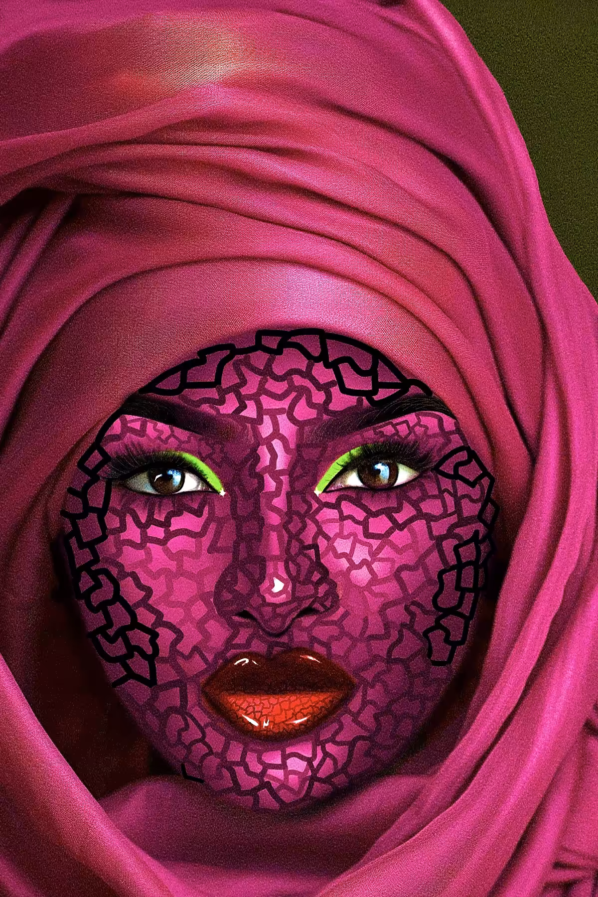 Magenta scarfed lady 