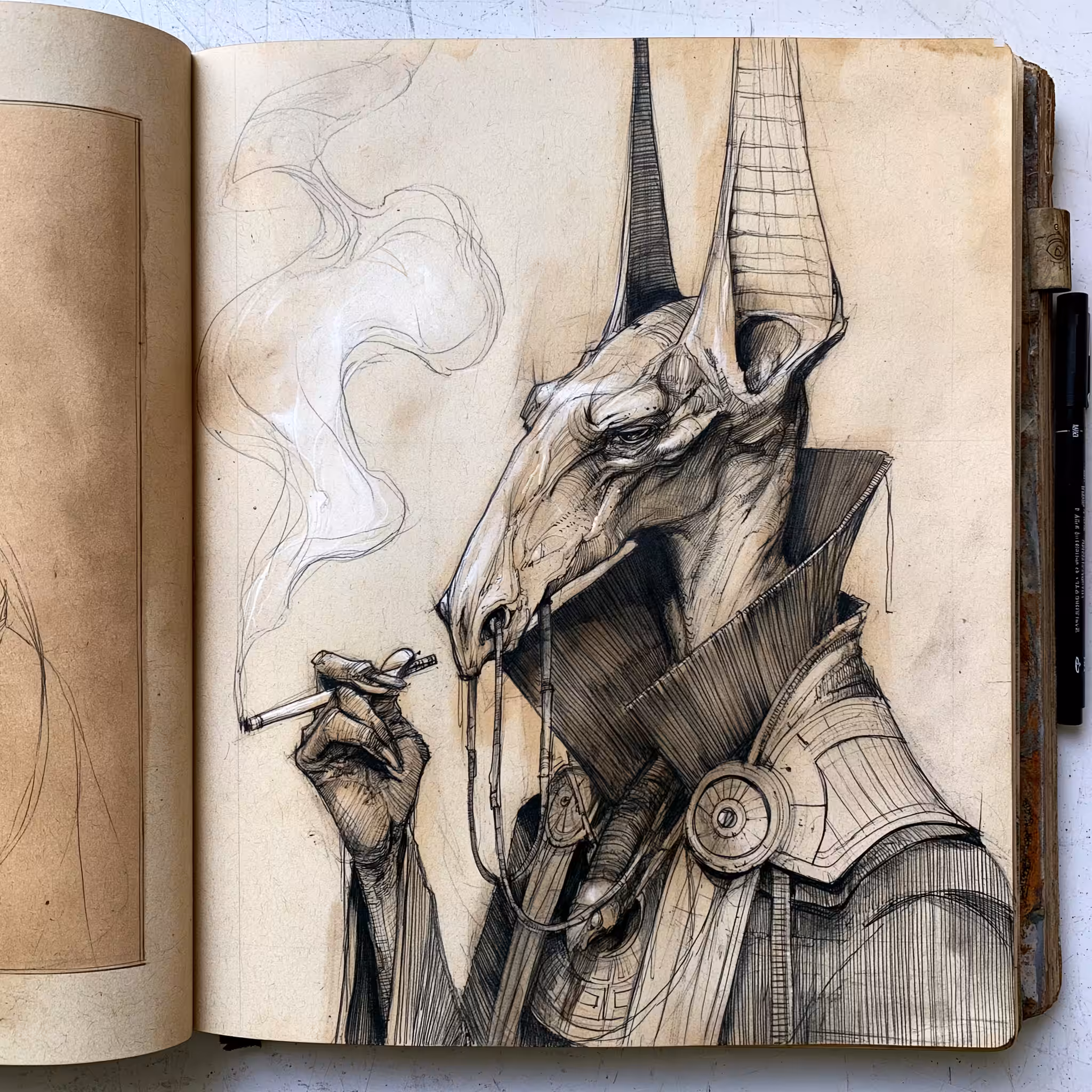 Egyptian Smoking Anubus (Sketch)
