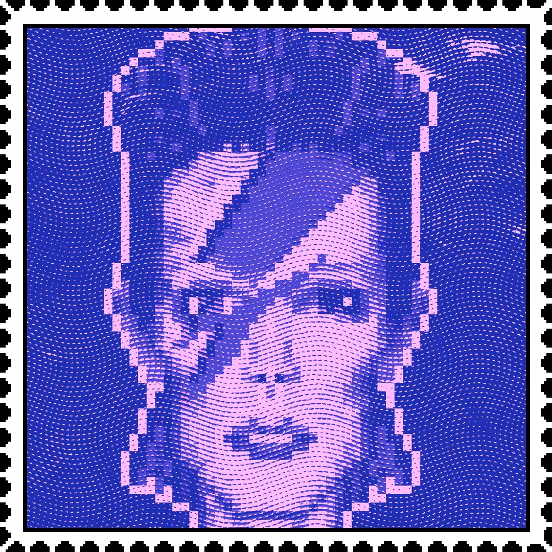 David Bowie 'Aladdin Sane blue' caricature stamp
