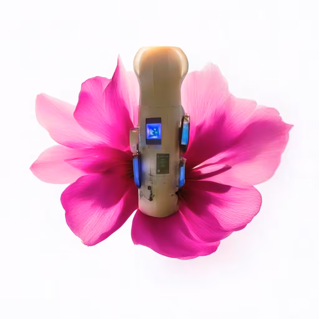 tezpole with overexposed blooming pink petals