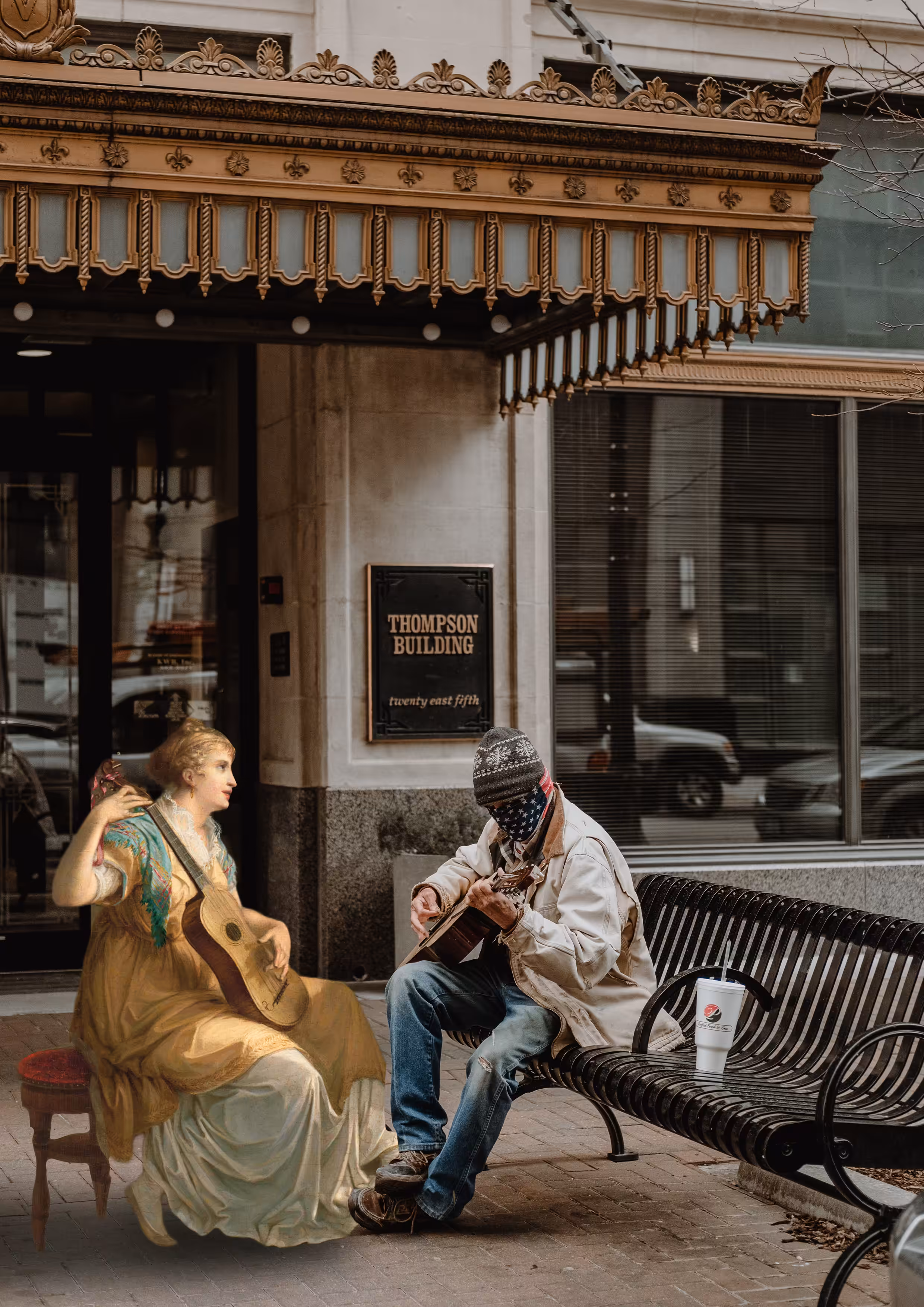 Famous Painting Invade Modern-Day: Street Musician