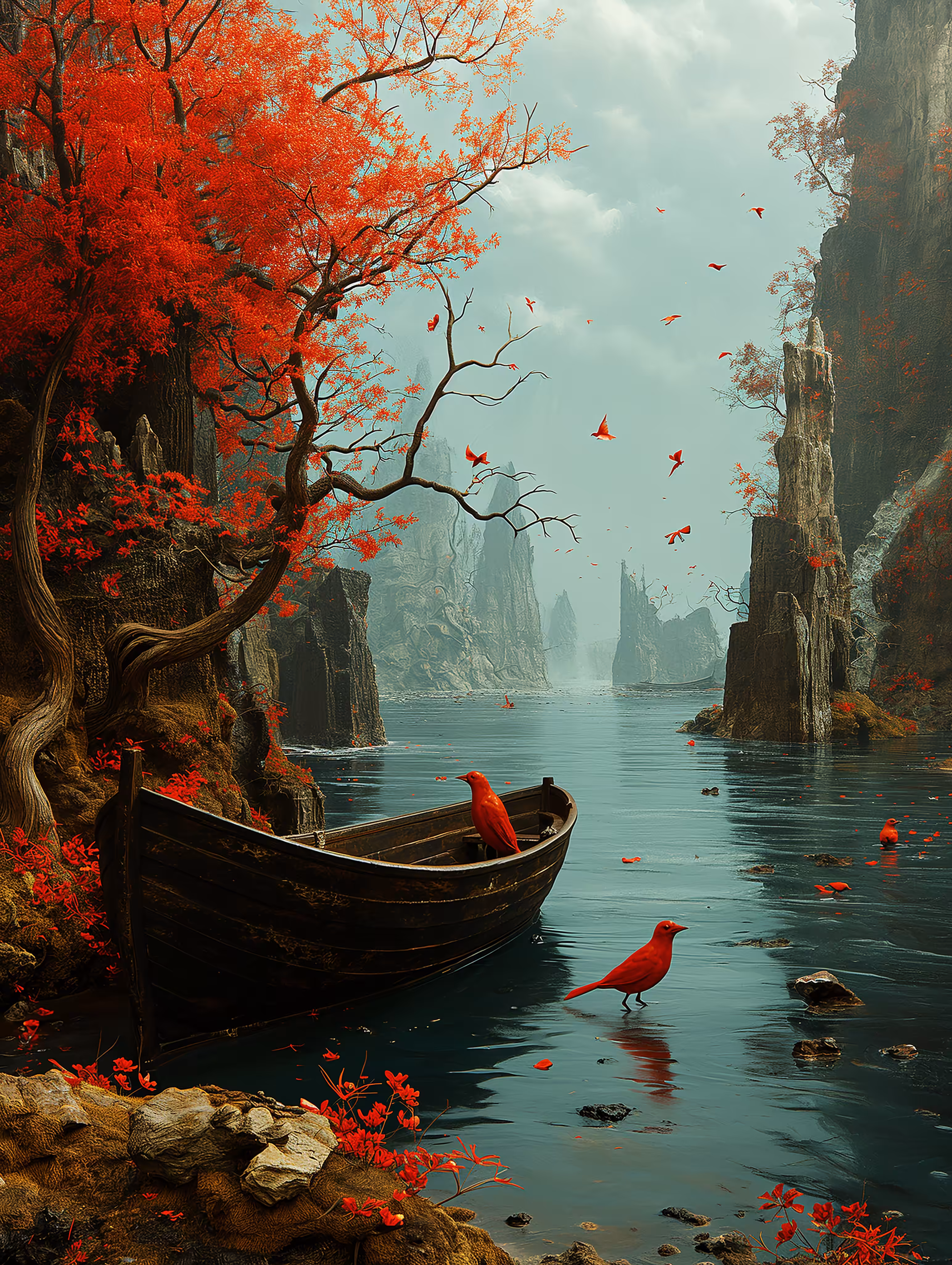 3 little red birds
