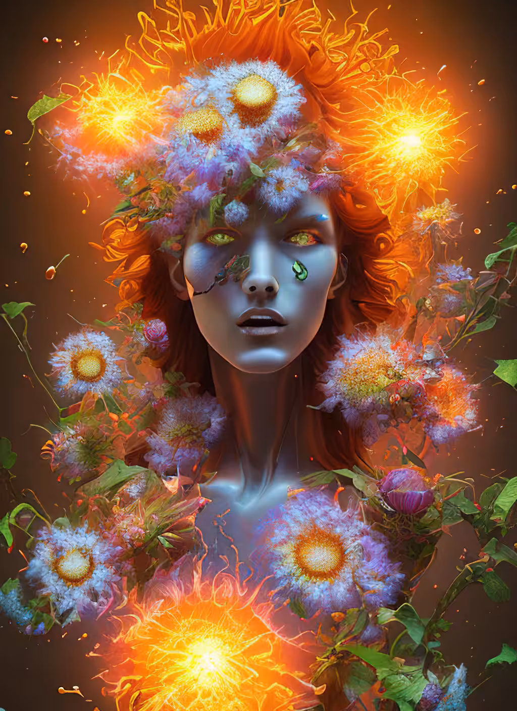 In the flame of galactic flowers