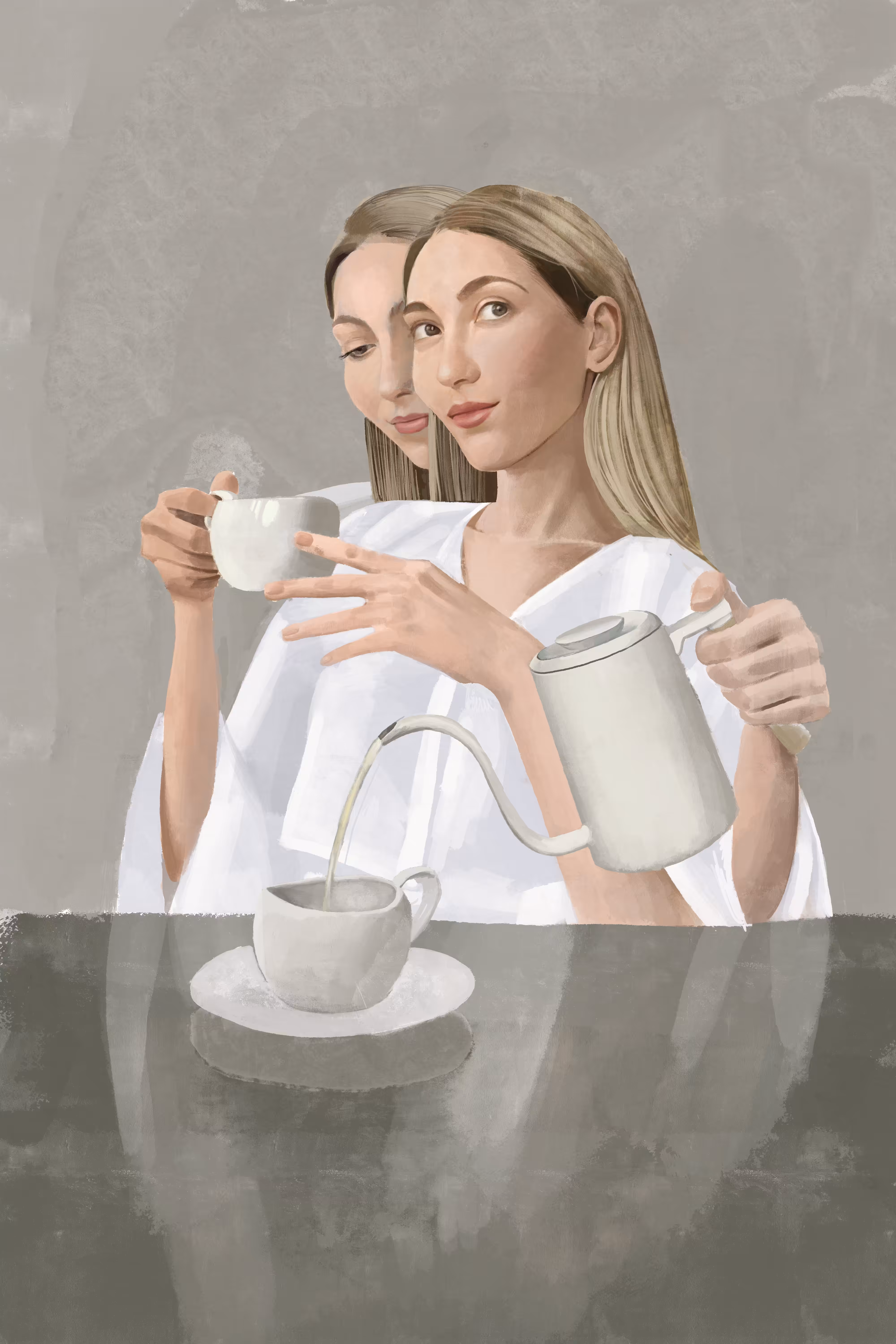 A girl with a teapot 