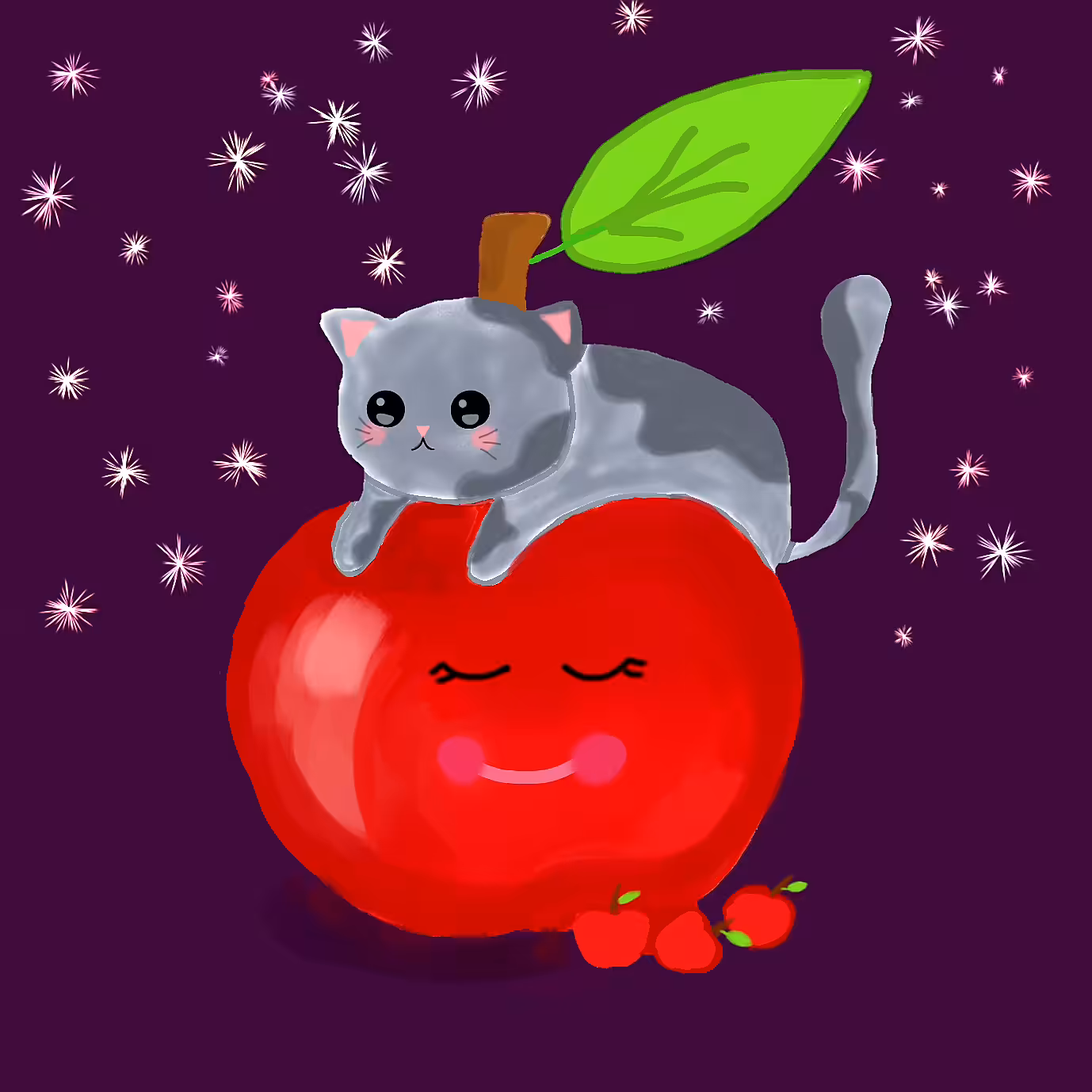 Kitty & Red apple