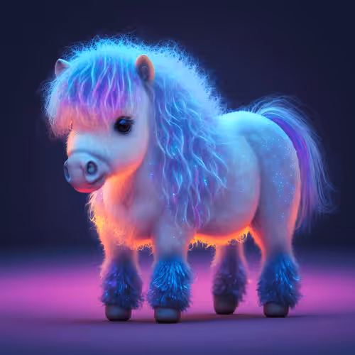 Neon Cute Pets: White Horsy