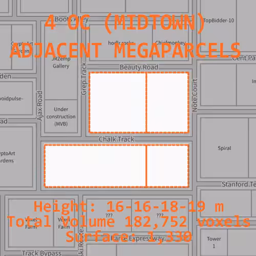 4 MIDTOWN ADJACENT MEGAPARCEL SALE | Height : 16-16-18-19 m | Total Volume 182,752 voxels | Surface: 1,330  
