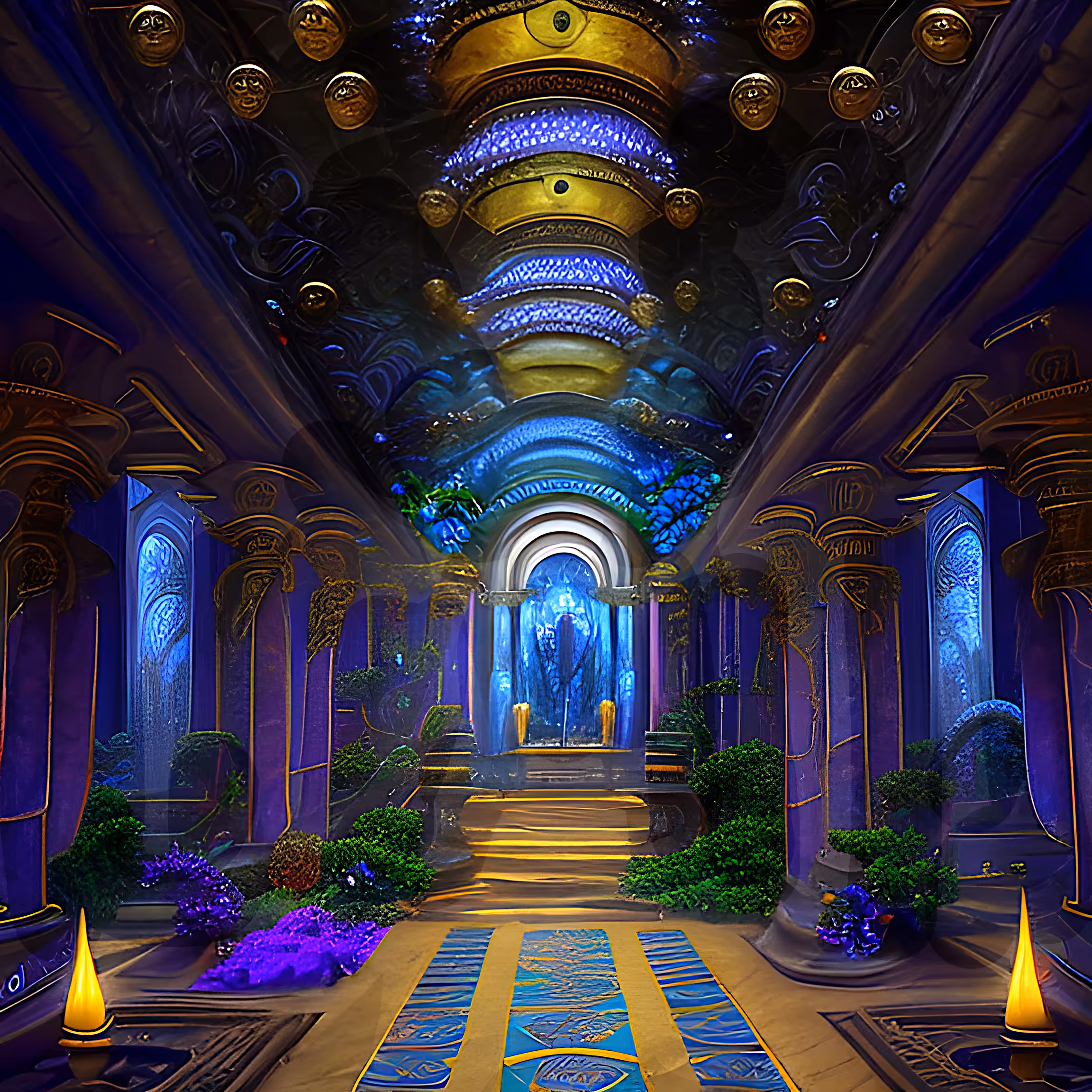 "Harmonic Haven: A Crystal Music Temple Great Hall"