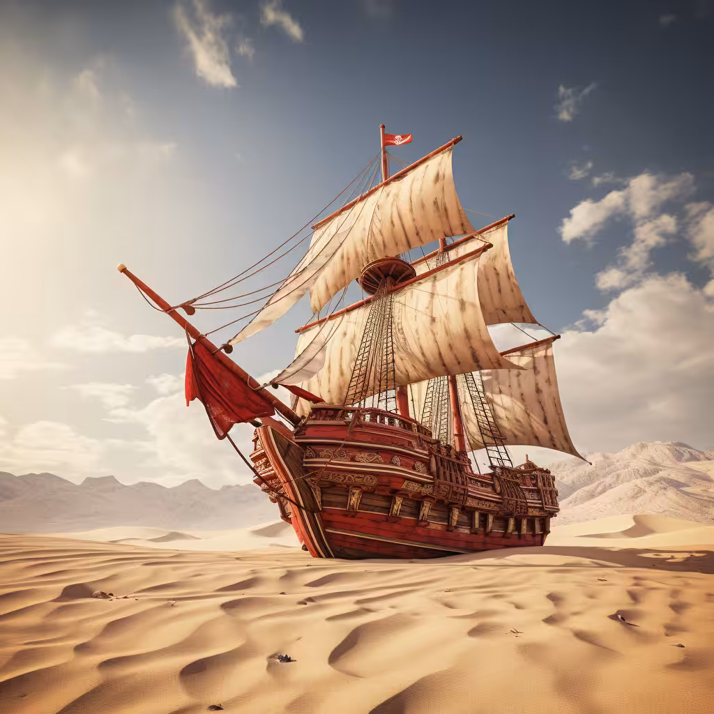 Ship on desert