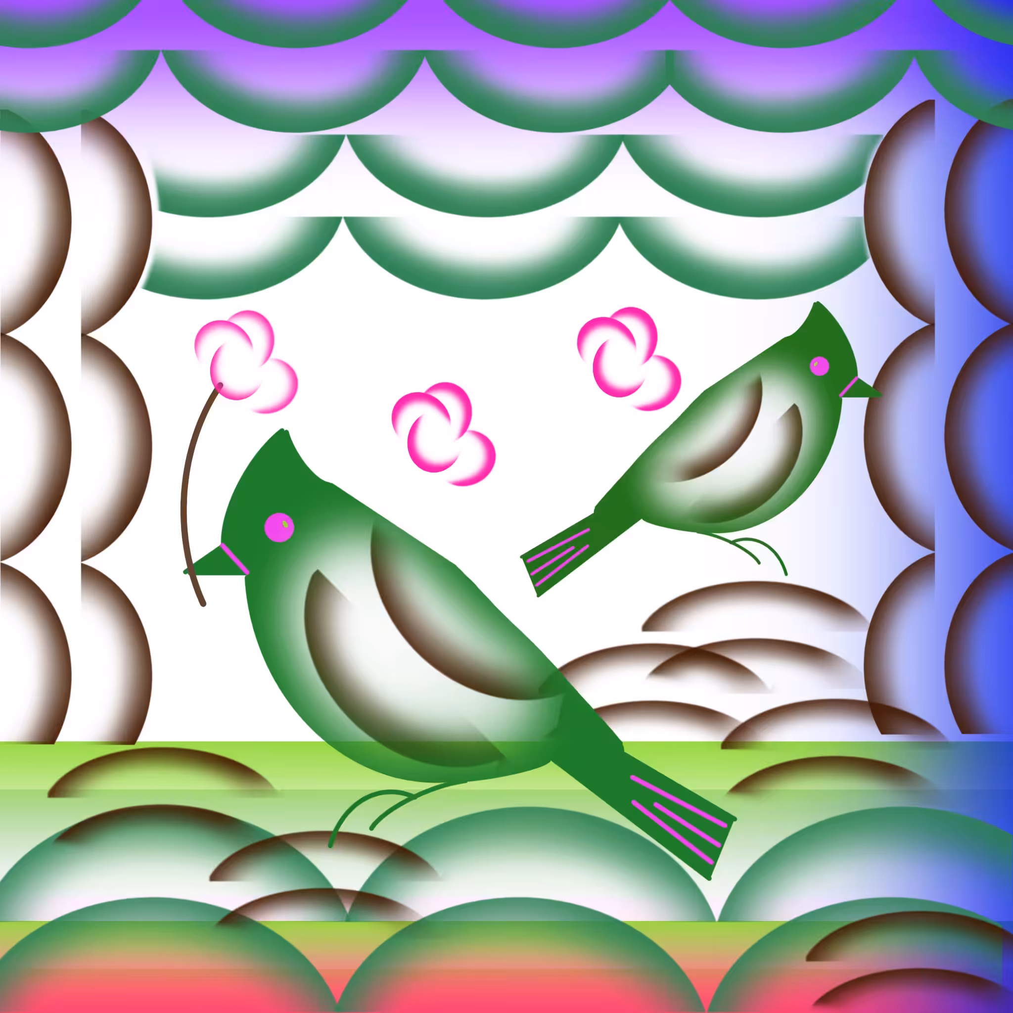 Pajaro y flor