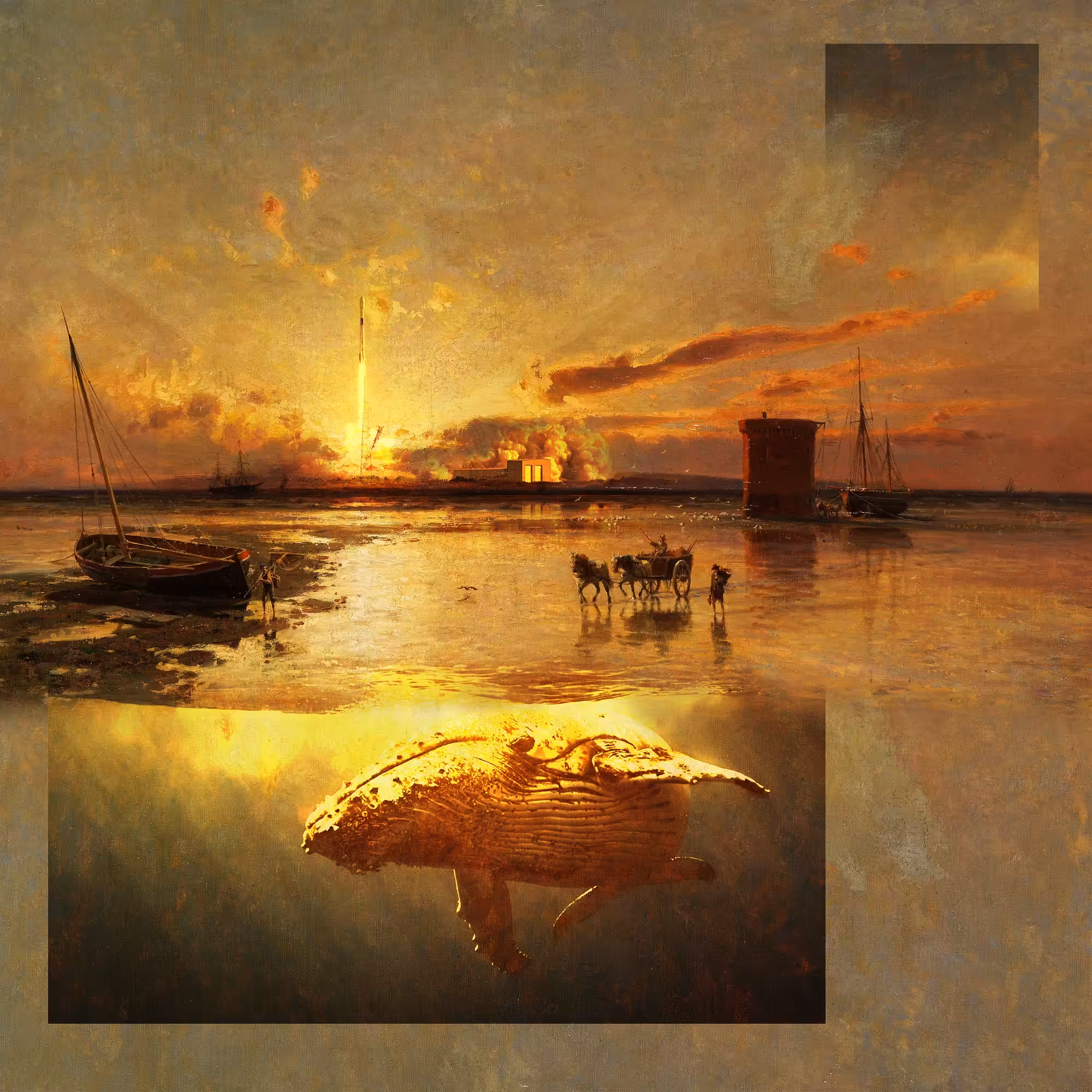 50 HYBRIDS: Whales at sunset