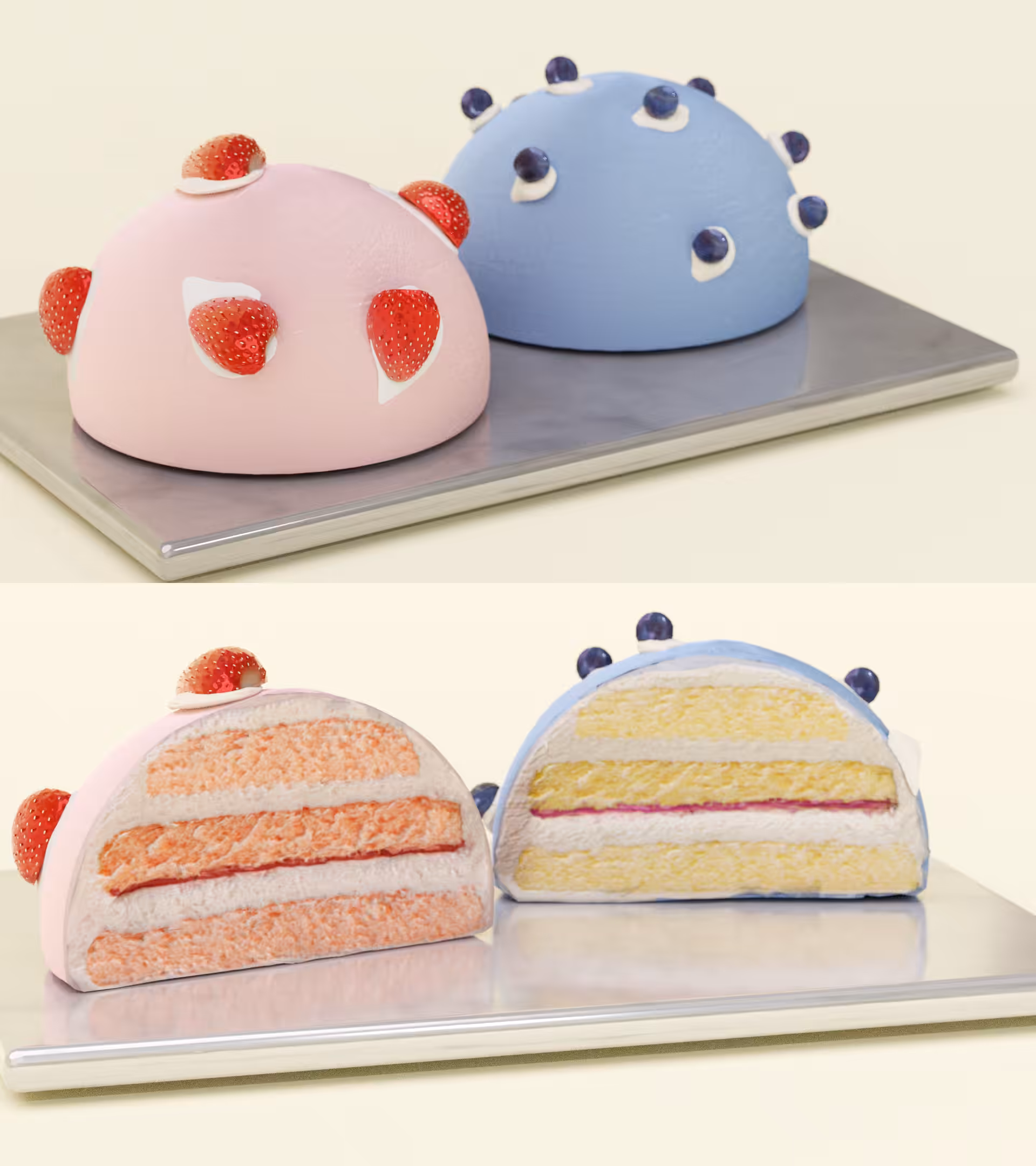 Berry domes - strawberry and blueberry