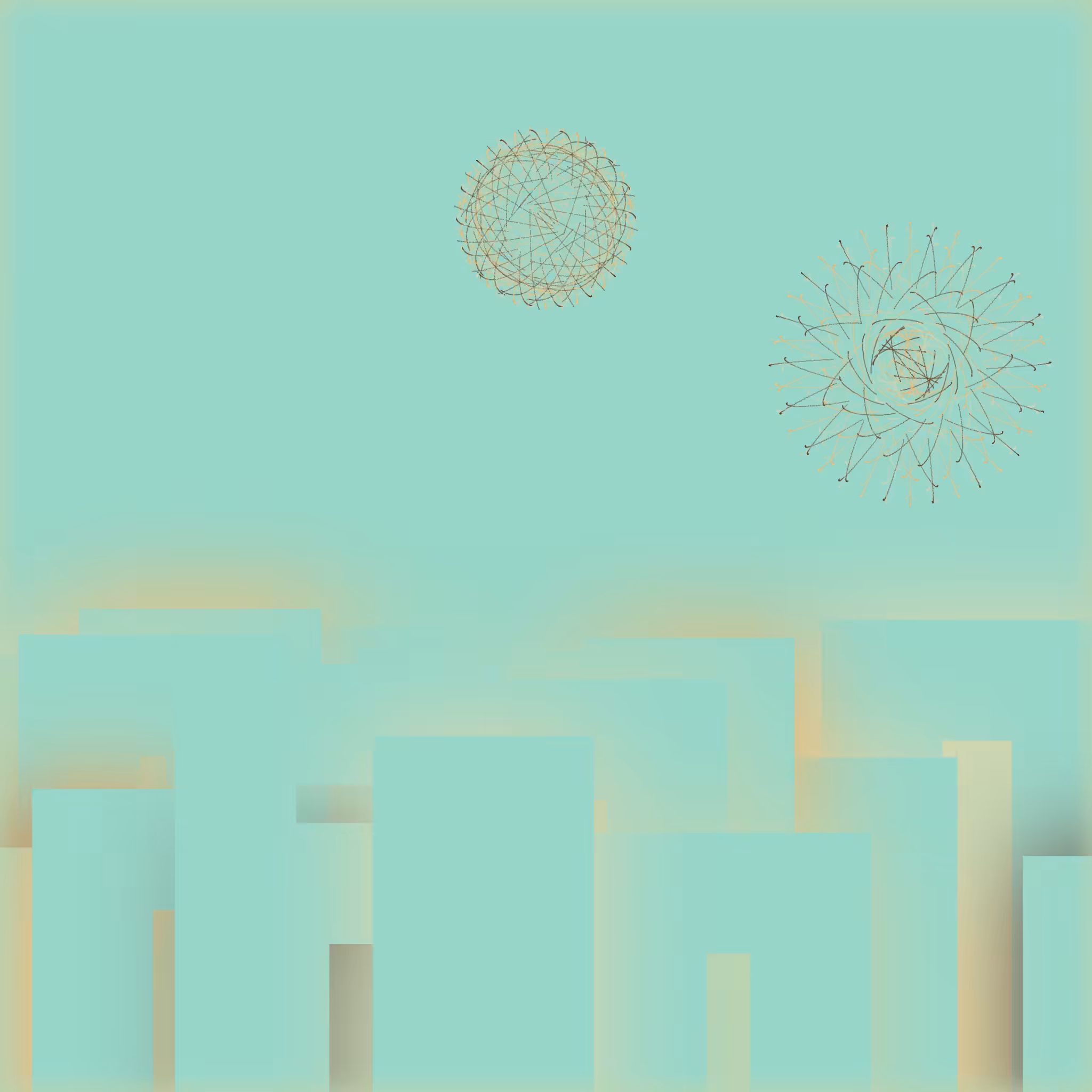 Fireworks over a City Skyline #3