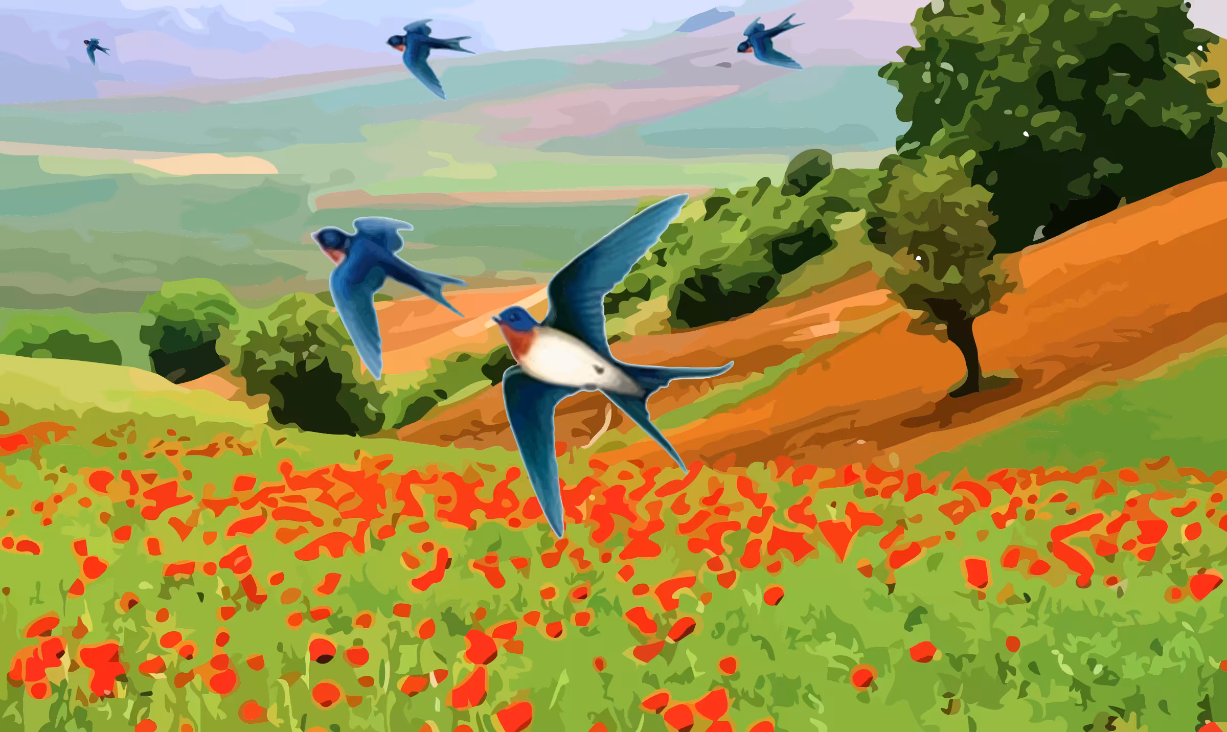 Swallows in love